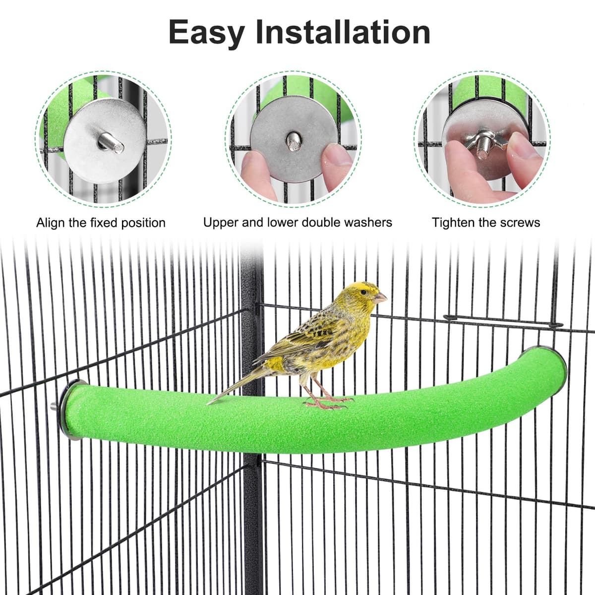 U Shape Parrot Perch Stand Pet Toy Bird Platform Sand Paw Grinding Clean Stick Cage Exercise Conure Budgie Cockatiel Accessories (Green Corner Large) — view 5