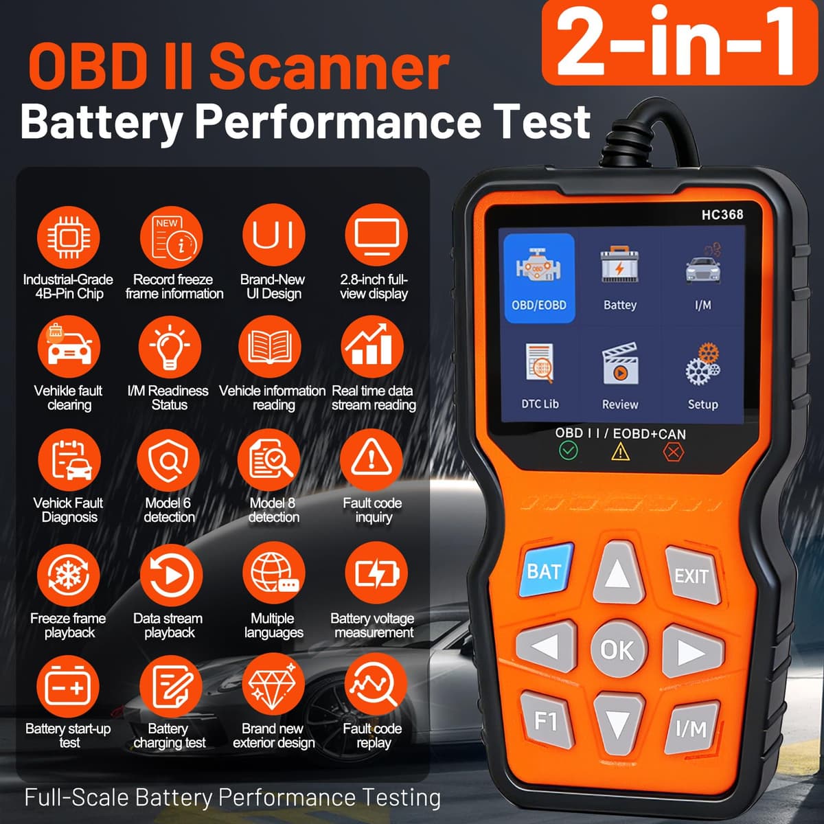 OBD2 Diagnosis Coche,Scanner OBD2,Diagnosis Coche Multimarca en Español,Maquina de Diagnosis para Coche,Lector de Código,Compatible BMW Mercedes Audi Vehículos OBDII (HC368) — view 2