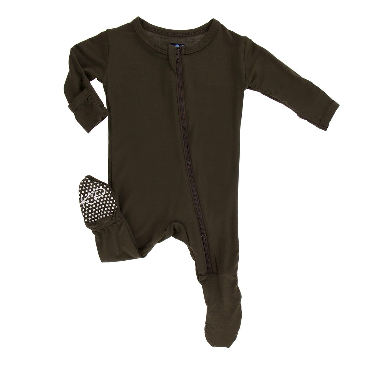 KicKee Pants Little Girls Basic Footie with Zipper - Lotus, 6-9 Months — view 4