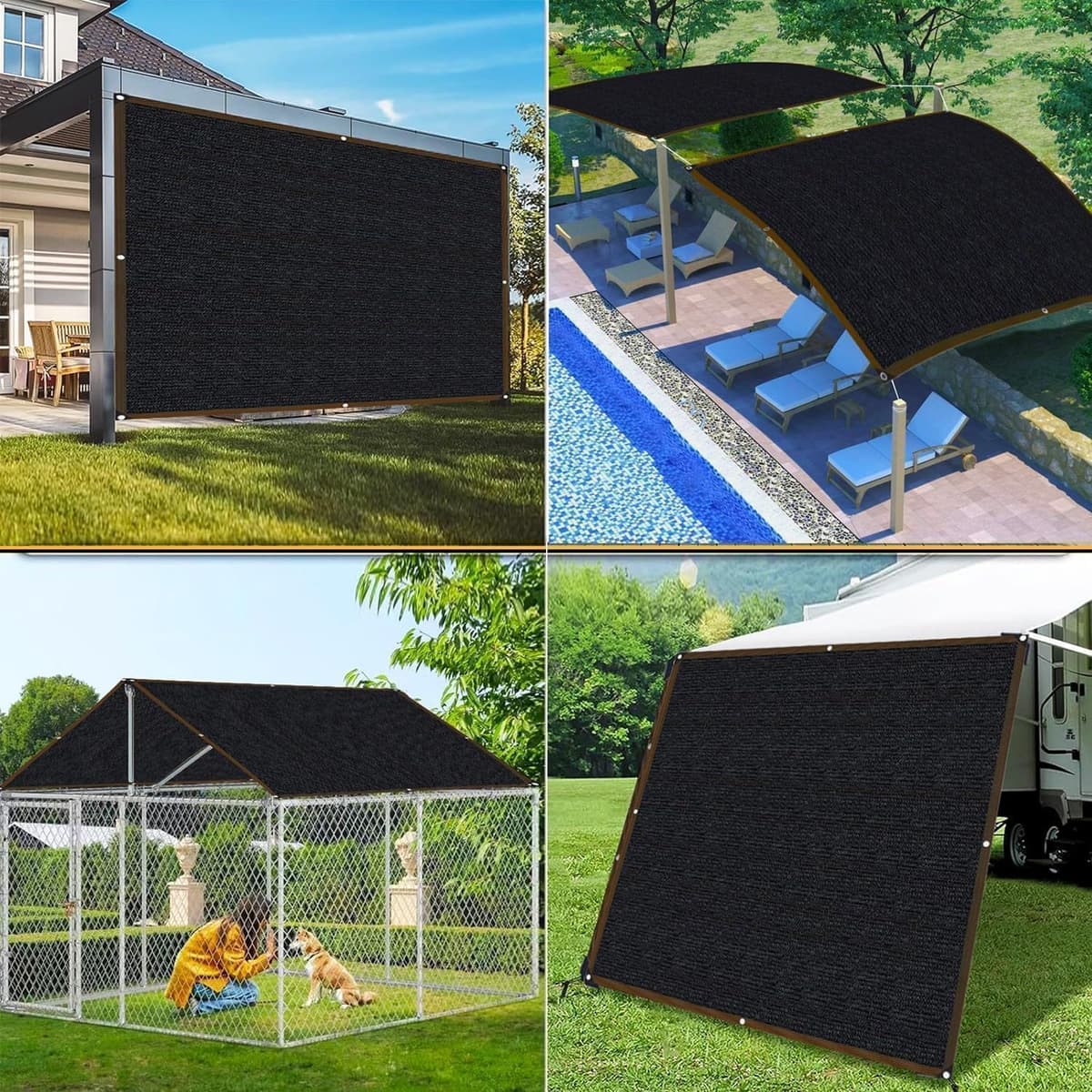 Malla de Sombra con Ojales, Red de Sombra 80-95% UV-Malla Sombreo Exterior HDPE Transpirable para Jardín Invernadero Pérgola Patio Balcón y Gallinero, Toldo de Sombra Resistente Viento — view 5