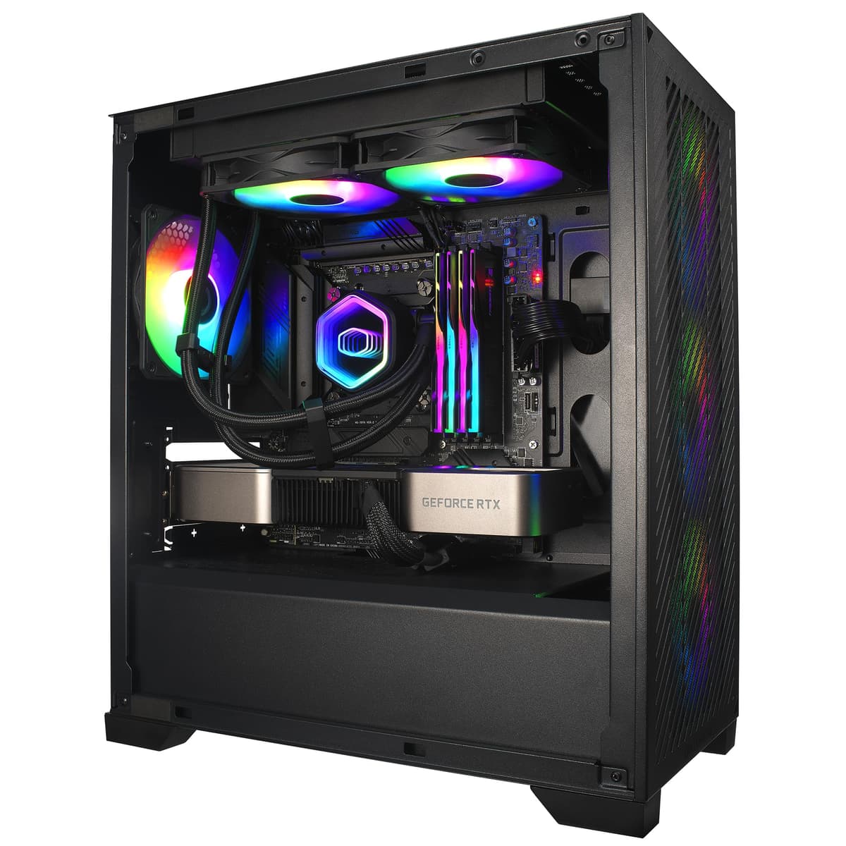 Cooler Master MasterLiquid 360 Core II CPU Liquid Cooler - 360mm AIO Water Cooling System (Max. 280W TDP), GR9 Dual-Chamber Pump, Enhanced ARGB Gen 2 Fans, Quick-Mount AMD & Intel Kits - Black — view 4