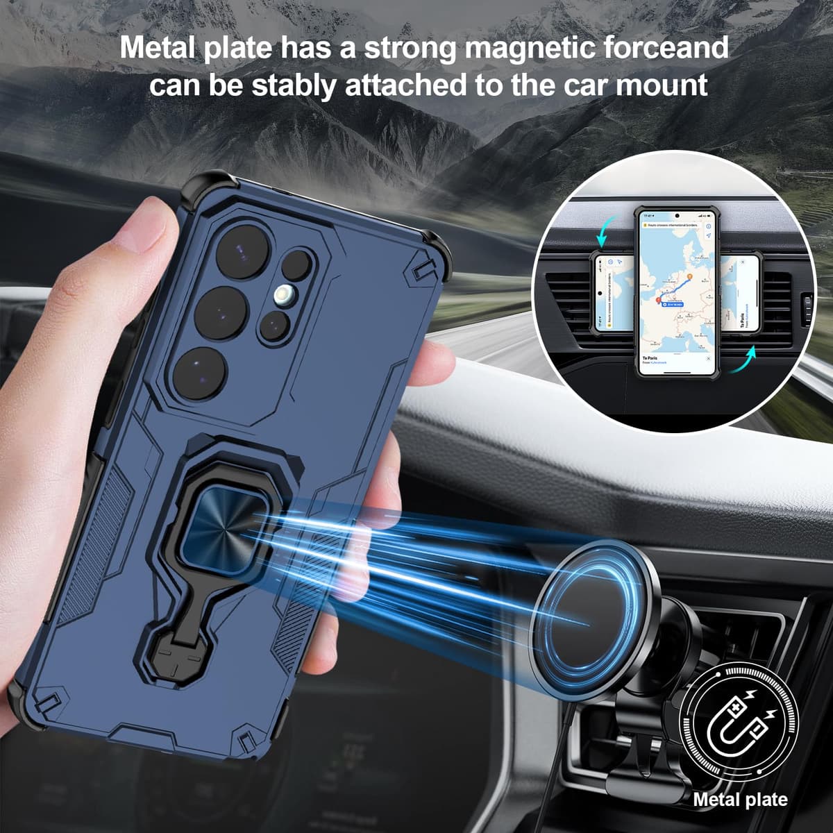 Funda para CMF Phone 2 Pro, Carcasa Antigolpes con Soporte anular metálico, Case Protectora de Grado Militar, Negro — view 1672