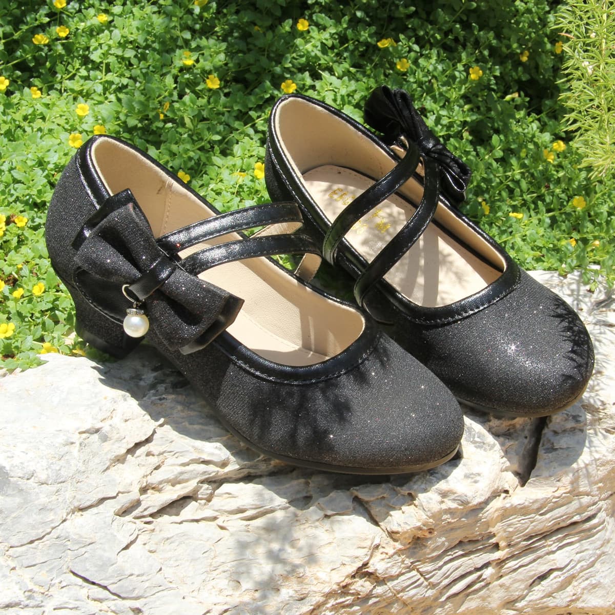 Princess Mary Jane Dress Up Shoes - Girls' Party Pumps for Flower Girl Wedding With Sparkly Design — view 3