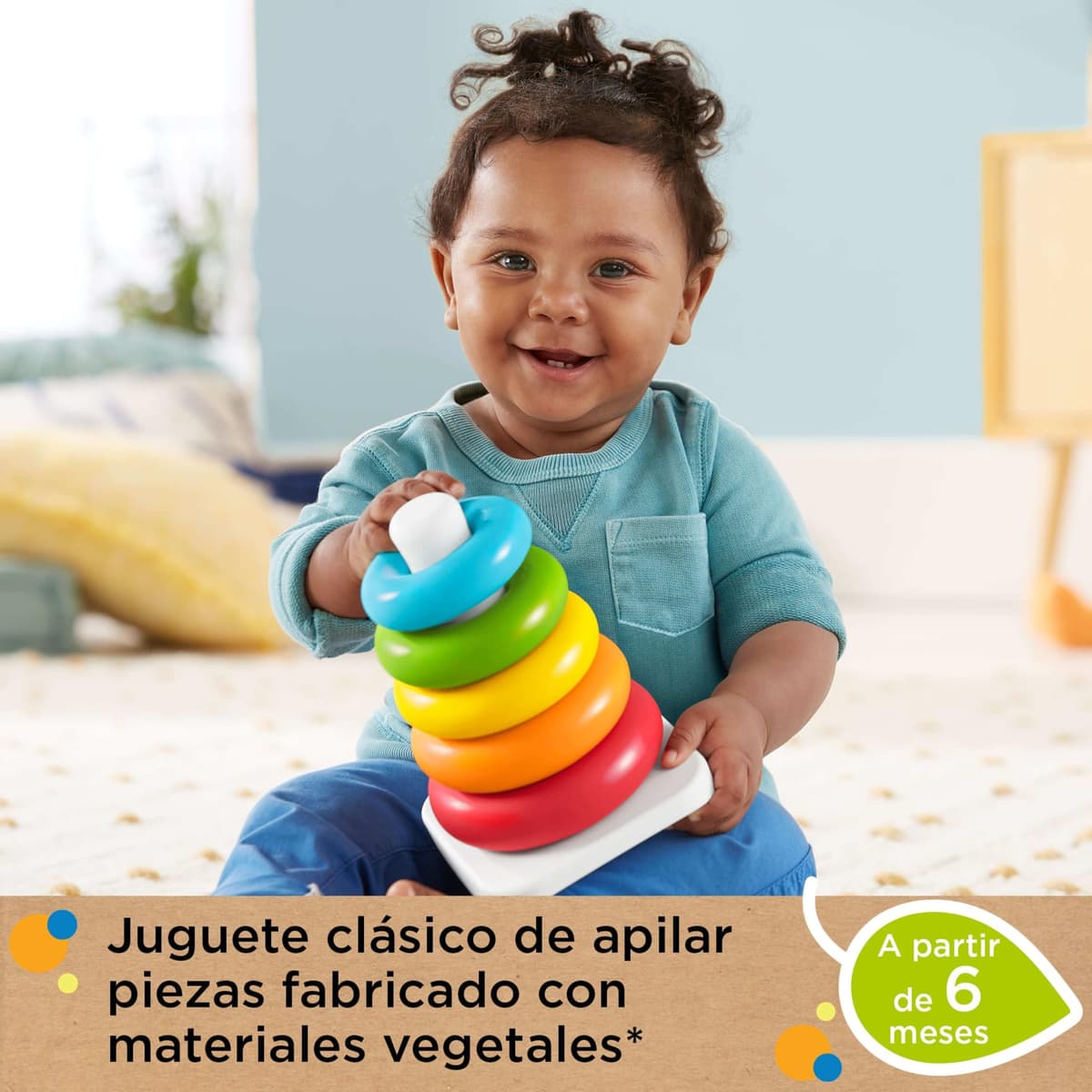 Fisher-Price Pirámide de aros Eco Juguete a base de plantas, para bebés +6 meses (Mattel HPY92) — view 2