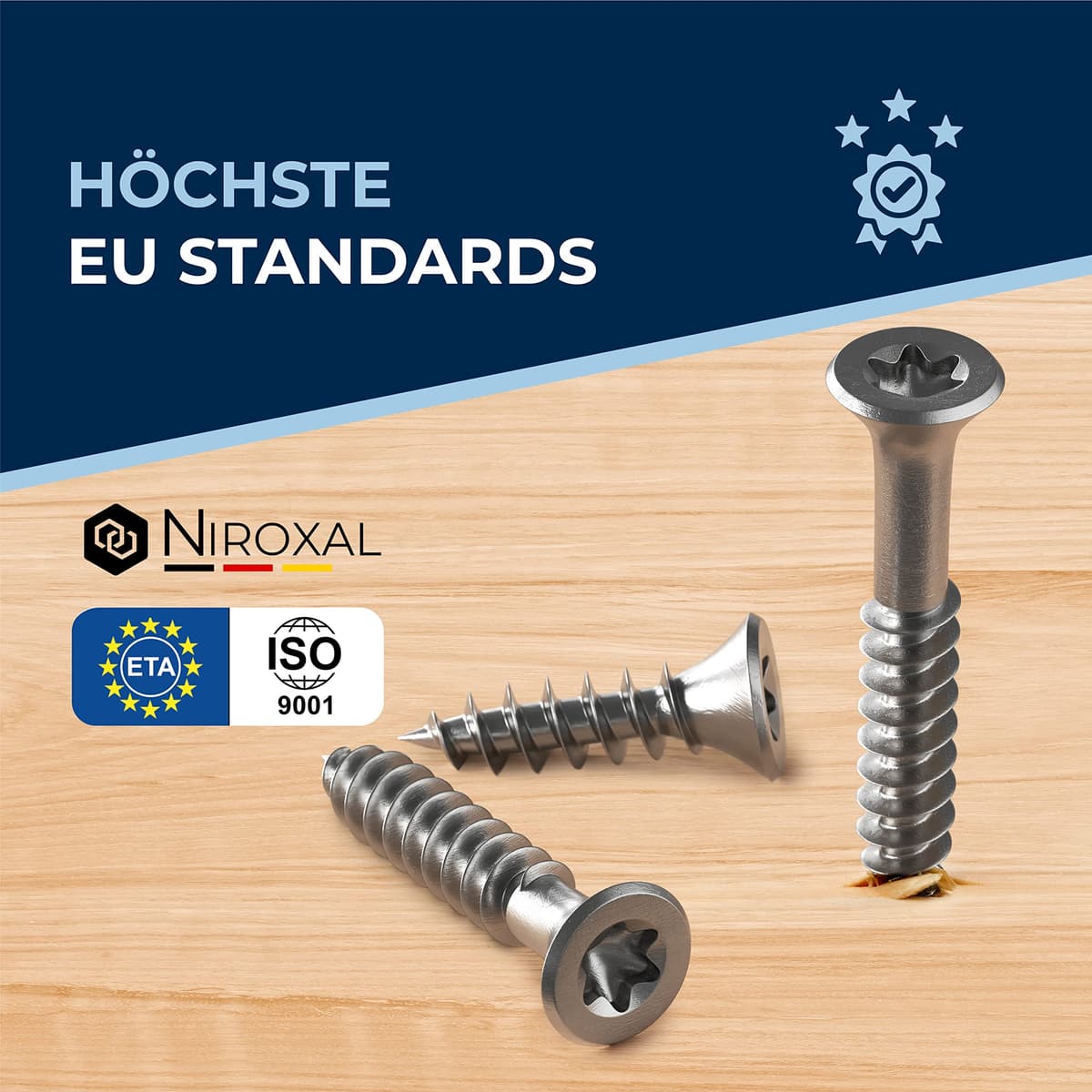Tornillo de cabeza avellanada TORX de acero inoxidable fabricado en V2A 4-mm de espesor 40-mm de longitud del tornillo 200 piezas Rosca parcial de 24-mm Tornillo para madera 4x40 — view 6