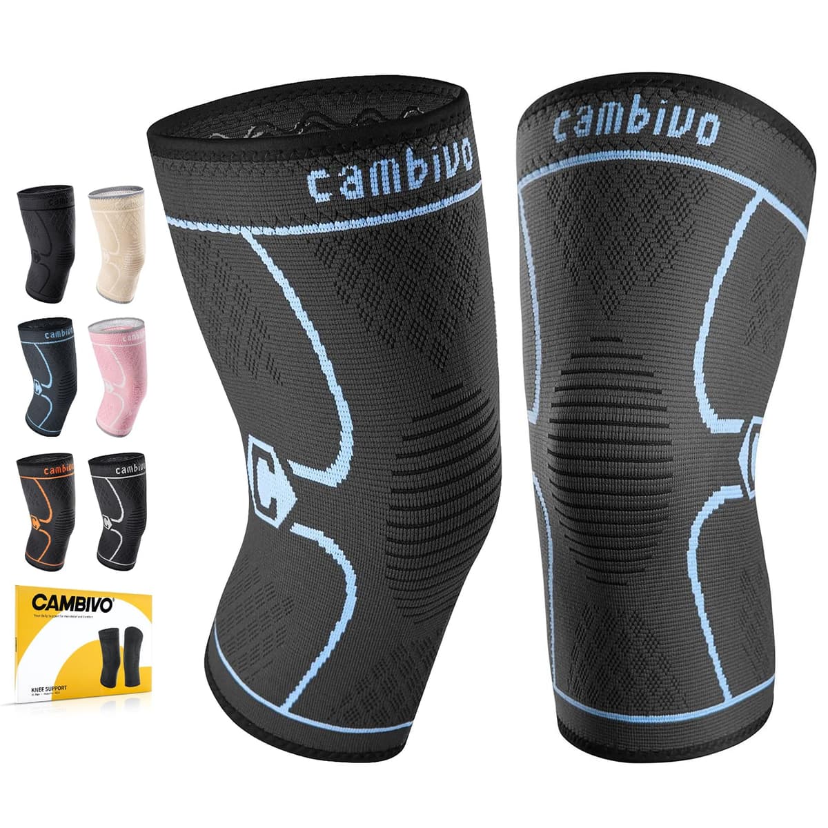 CAMBIVO 2Pcs Rodilleras Gym de Compresion, Rodilleras Menisco y Ligamento, Rodillera Transpirable y Antideslizante para Gym, Voleibol, Baloncesto, Correr, Bicicleta, Unisex — view 14