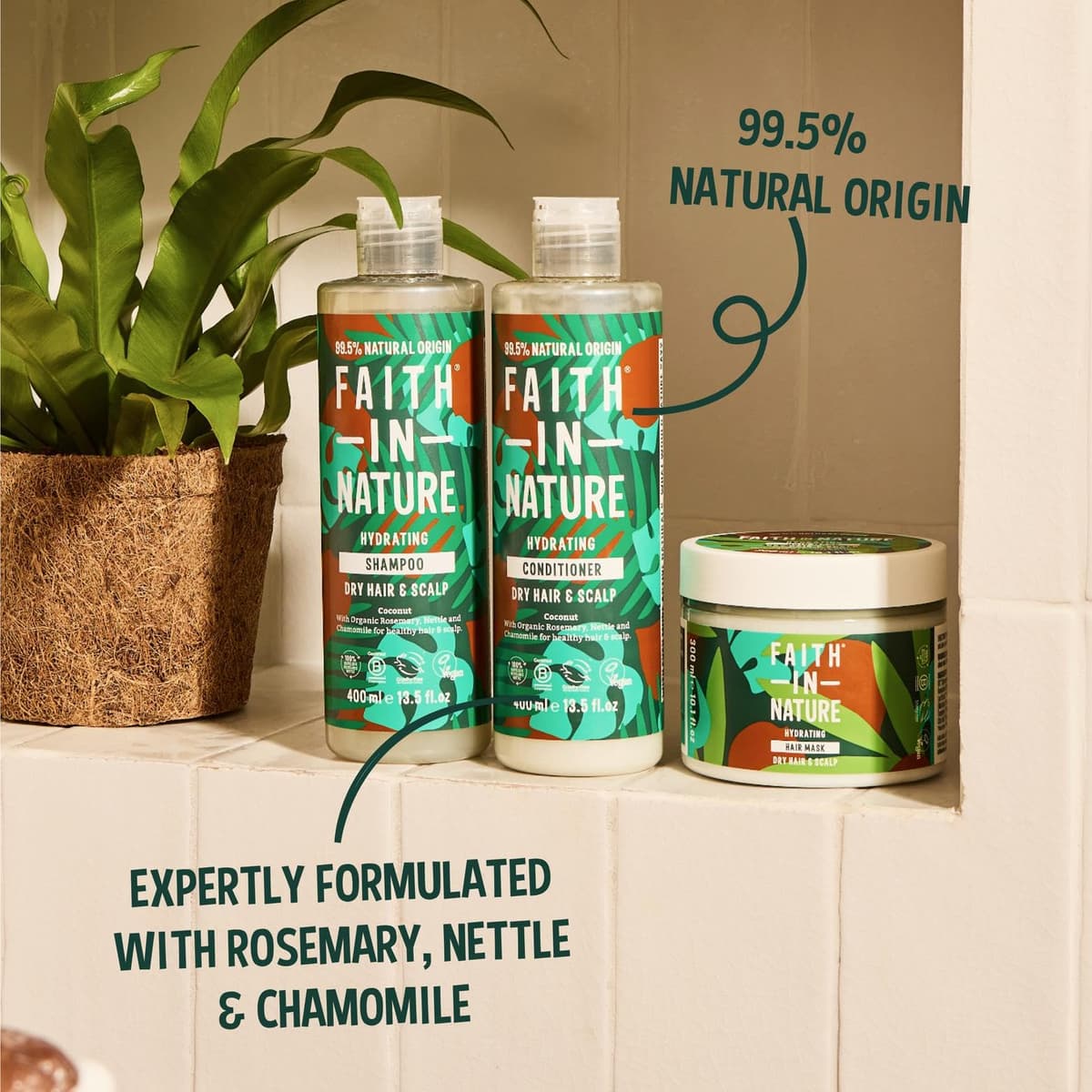 Faith In Nature Organic Coconut Conditioner, Hydrating for Dry Hair & Scalp, Vegan & Cruelty Free, No SLS, Silicones or Parabens, 400ml — view 5