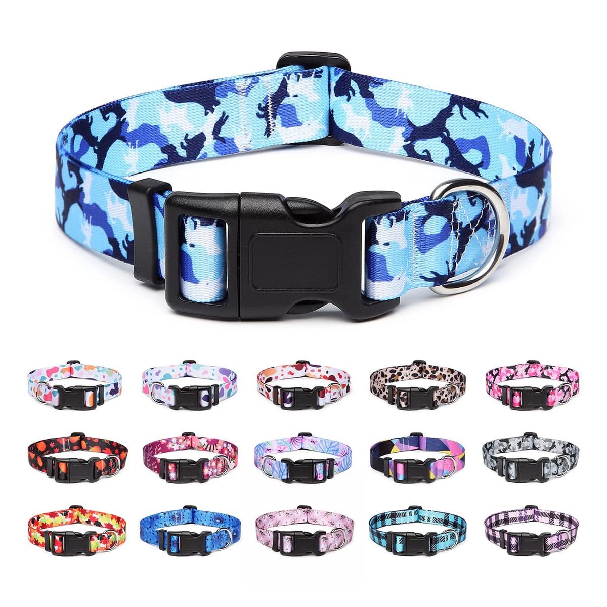 Adjustable Nylon Dog Collar with Patterns, Soft Comfy Pet Collar for Small Medium Large Dogs (S, Purple Plaid) — view 39