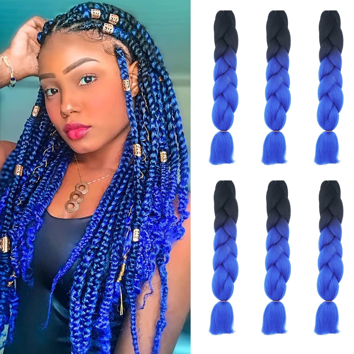24" Braiding Hair Extension Jumbo Braids Synthetic 3bundles/pack Crochet Hair Afro Box Braid Heat Resistent (Dark Purple) — view 70