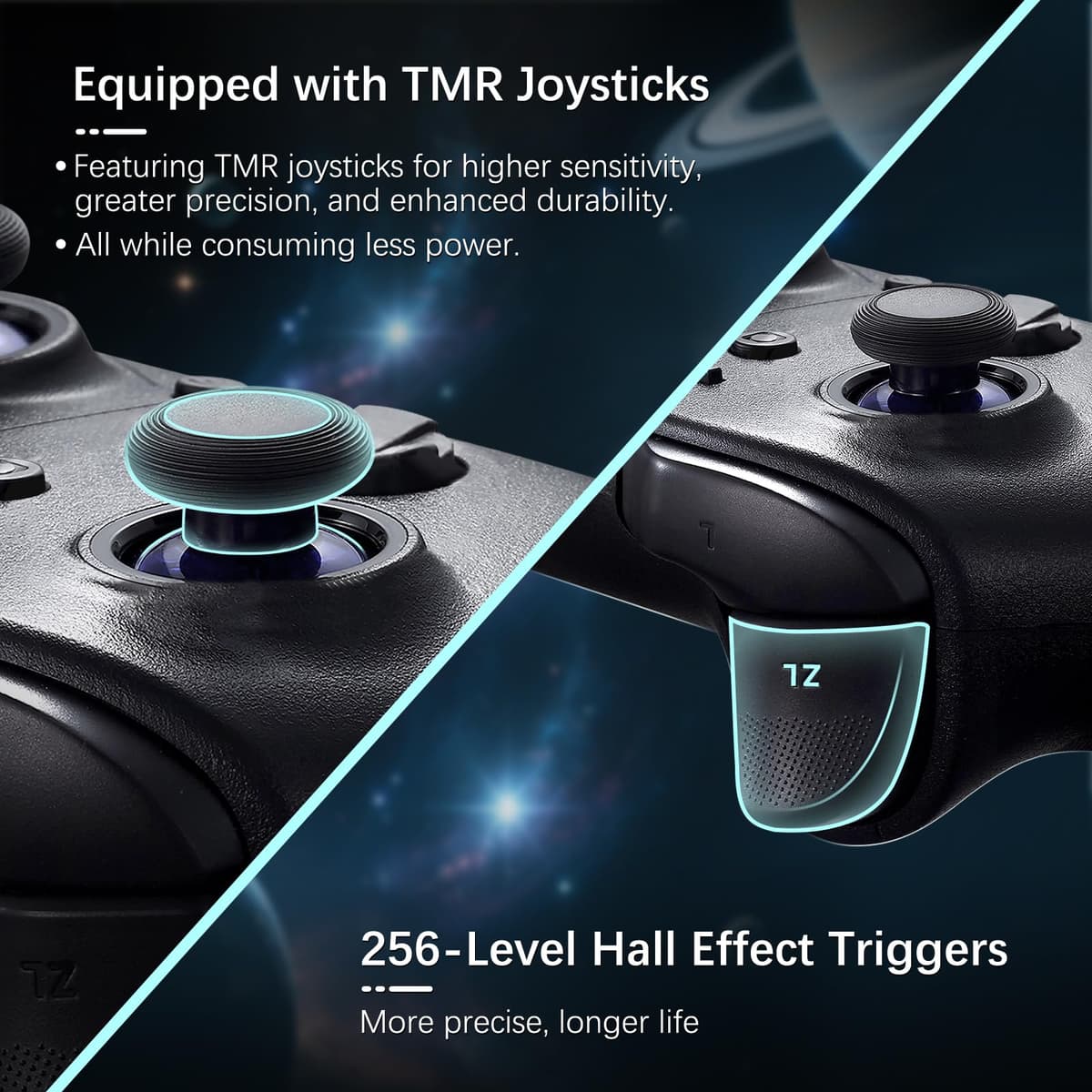 AKNES GuliKit ES PRO Wireless PC Gaming Controller for Switch 1/2, Windows/Android/Mac/Steam Deck with 3.25ms Low Latency, Magnetic TMR Joysticks, Switch1/2 Wake-Up, Tactile Switch D-pad(Black) — view 4