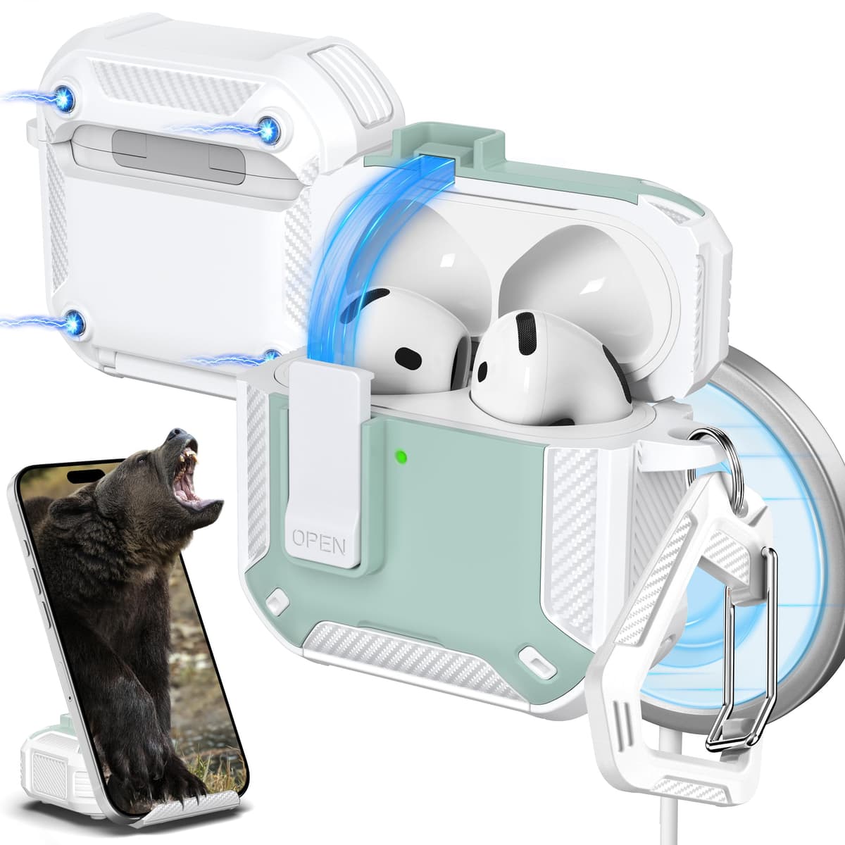 R-fun Compatible con AirPods Pro 2 Gen (Cubierta Auto emergente) con Kit de Limpieza, para Airpods Pro 2/1 Gen (2023/2022/2019), para Estuche Airpods Pro (USB-C/Lightning),Negro — view 11