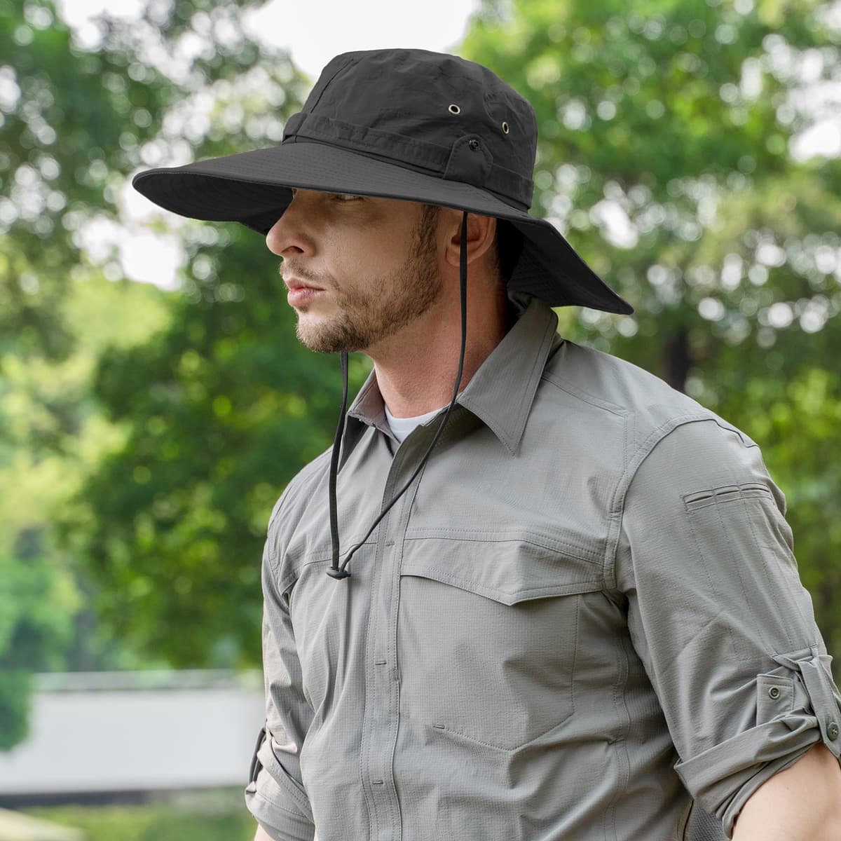 ZLYC Sombrero Tipo Militar de ala Ancha para Hombre, Impermeable, protección Solar al Aire Libre, Gorra de Pescador — view 2