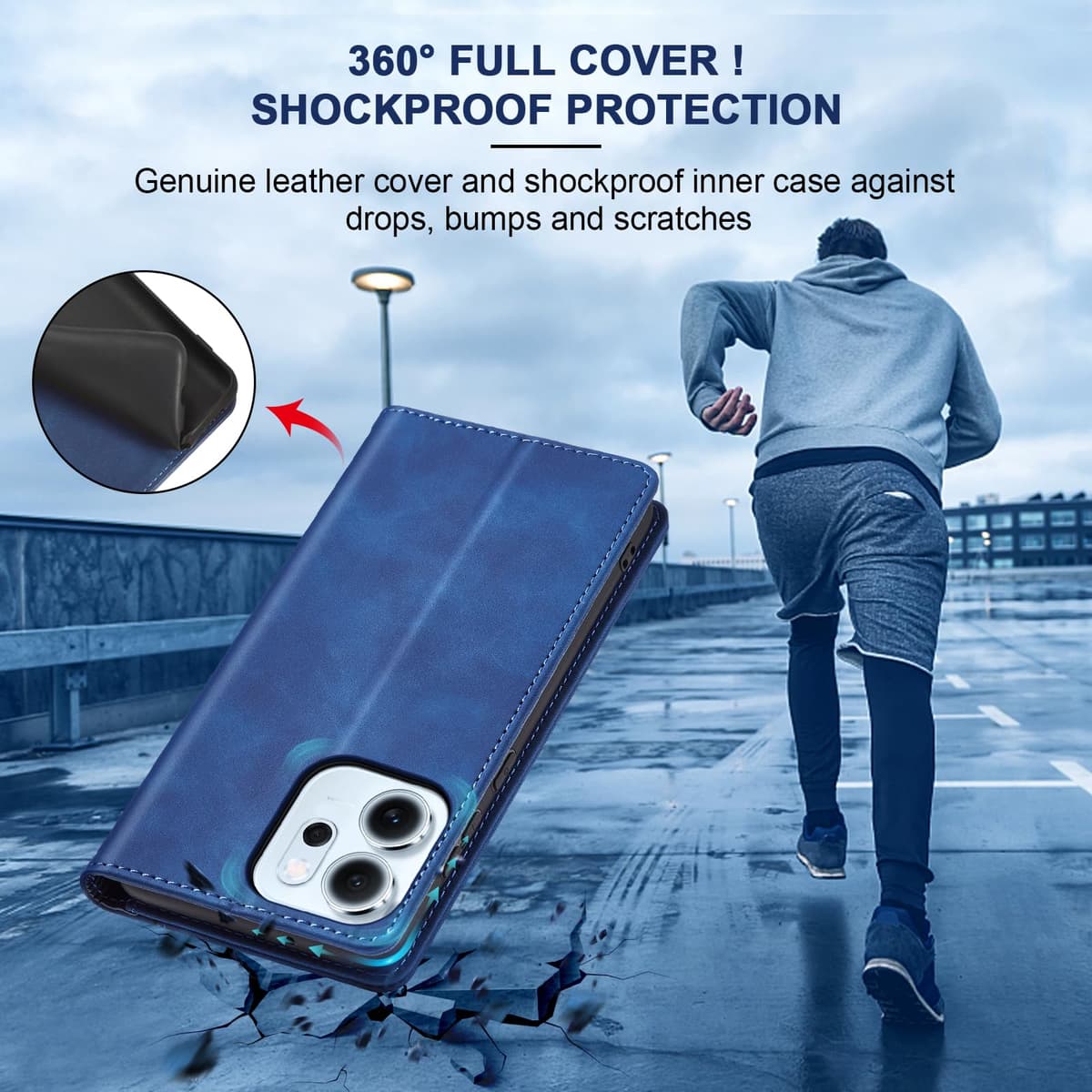 Jasonyu Funda para OPPO Reno14 /14 F/FS 5G,Cuero PU Carcasa,Tipo Libro Flip Case con Tarjetas y Cartera,Soporte Plegable,Cierre magnético,Capa (Azul) — view 4