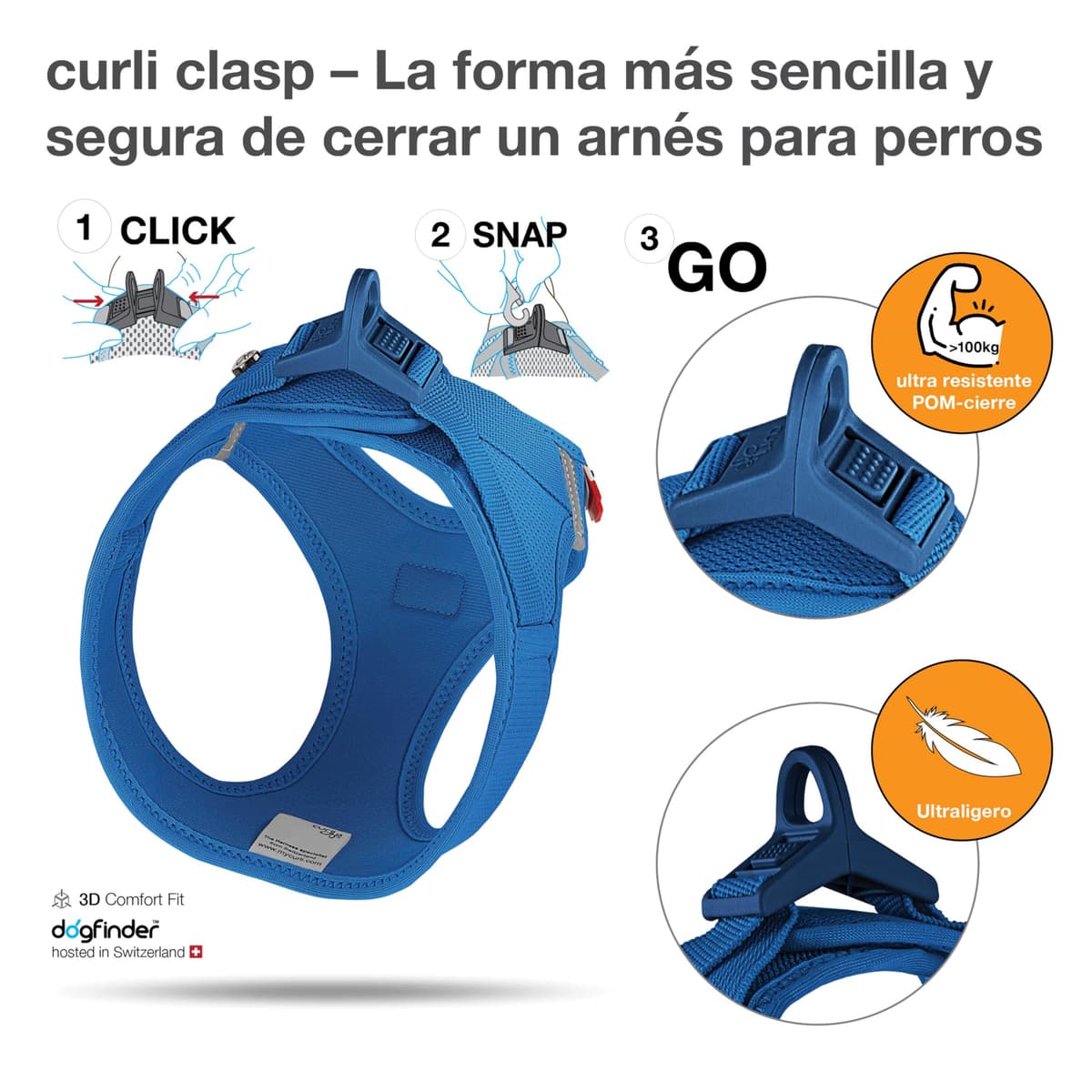 Vest Harness curli Clasp Air-Mesh Blue S — view 3