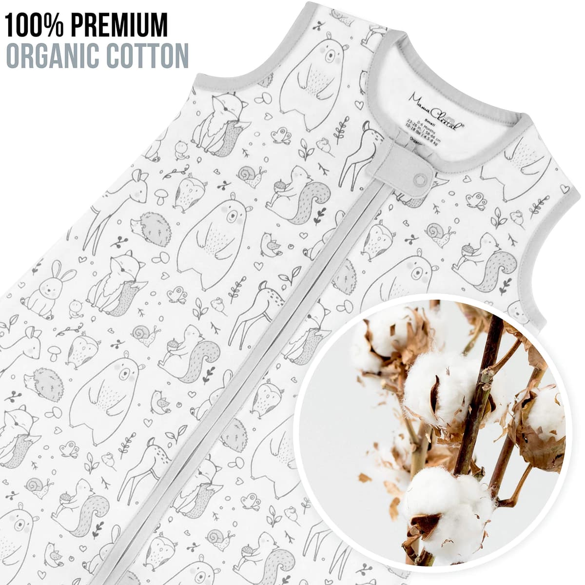 Mama Cheetah Baby Sleep Sack 1.0 TOG, Organic Cotton Baby Wearable Blanket with Two-Way Zipper, Swaddle Transition Sleeping Bag, All-Season Sleep Sack for Infant Toddler Boy Girl, 24-48 Months, 1-Pack — view 2