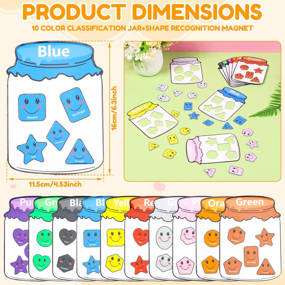 Juego de 10 imanes para nevera con imanes de clasificación de colores, actividades educativas de preescolar para niños, juegos sensoriales de coordinación ojo-mano (10 colores) — view 2