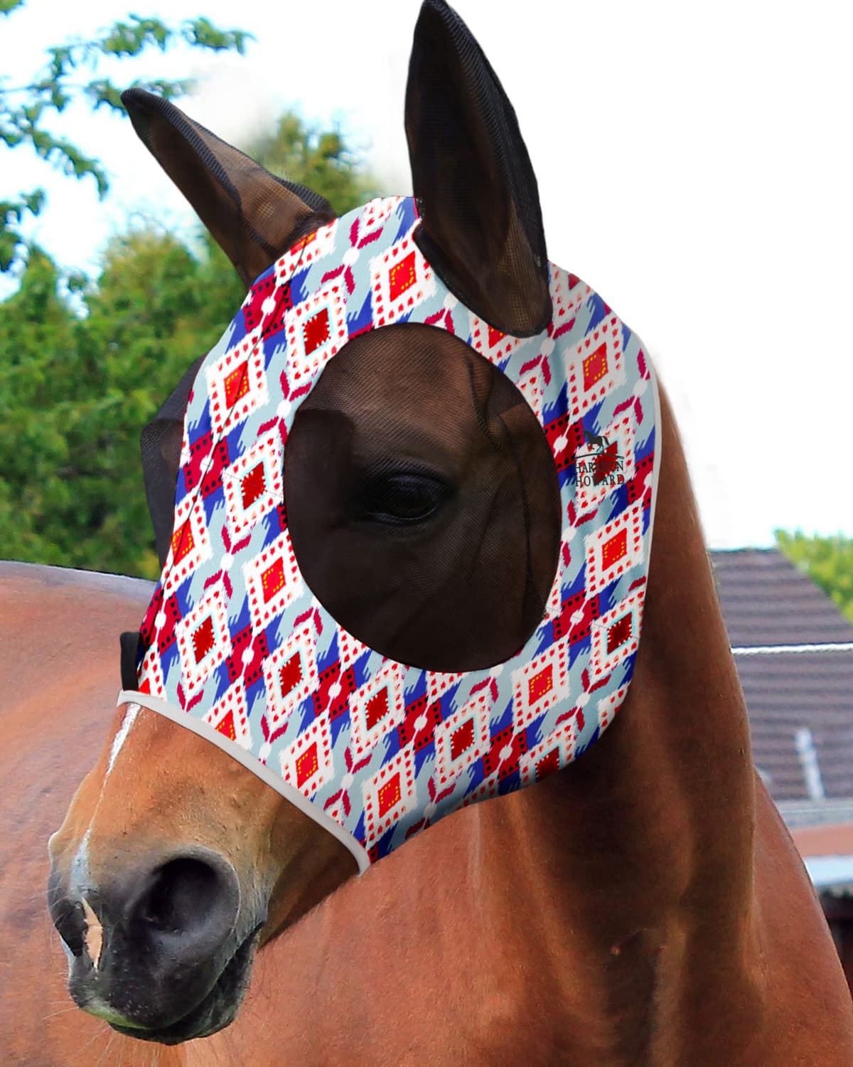 Harrison Howard Máscara elástica para Moscas de Caballo, excelente Comodidad con protección UV, máscara estándar para Caballos, Azul Marino M — view 20