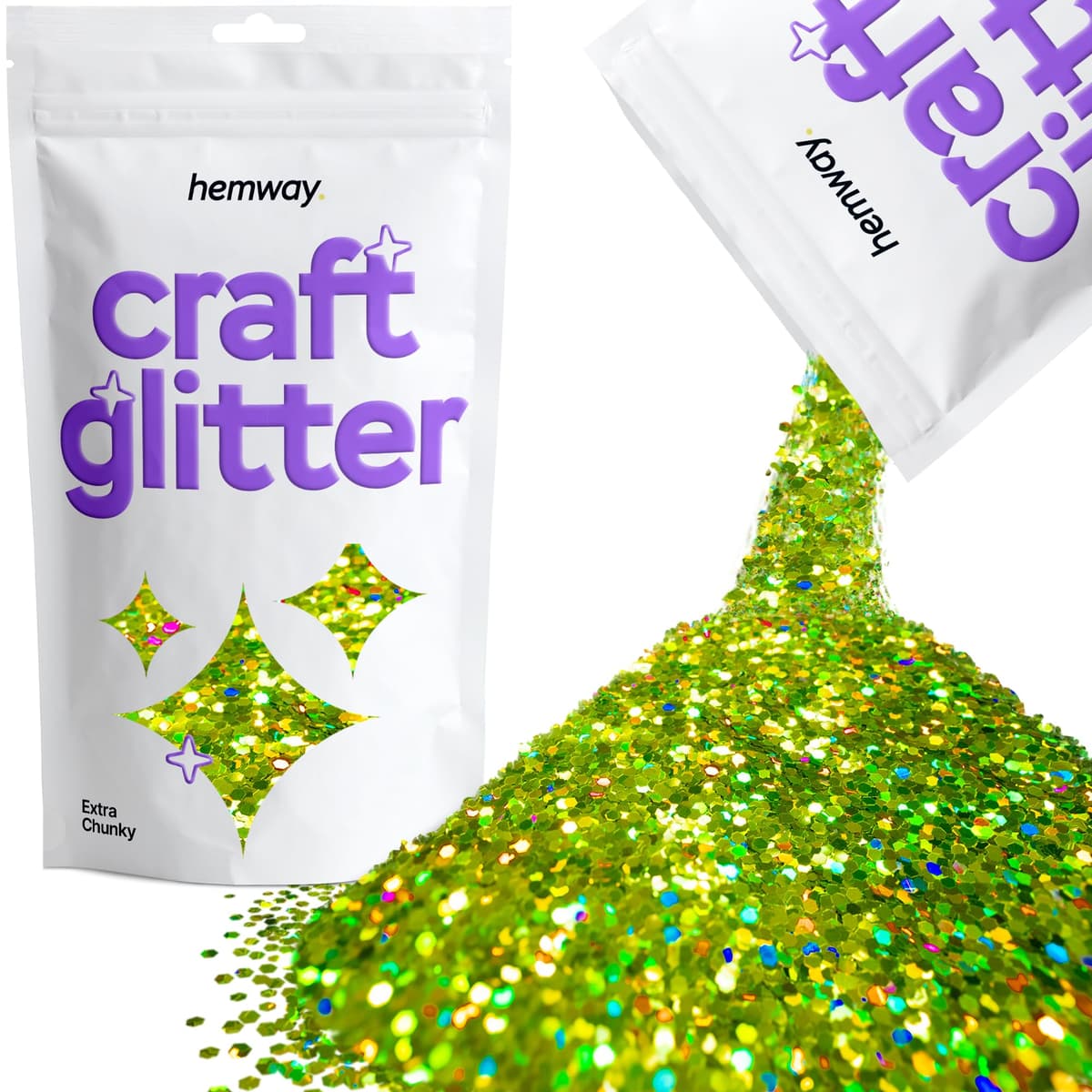 Hemway - Purpurina para manualidades, vasos, resina, epoxi, uñas, cera, álbumes de recortes, cristal, decoración de escuelas: dorado holográfico, gruesa (0,6 mm), 100 g — view 29