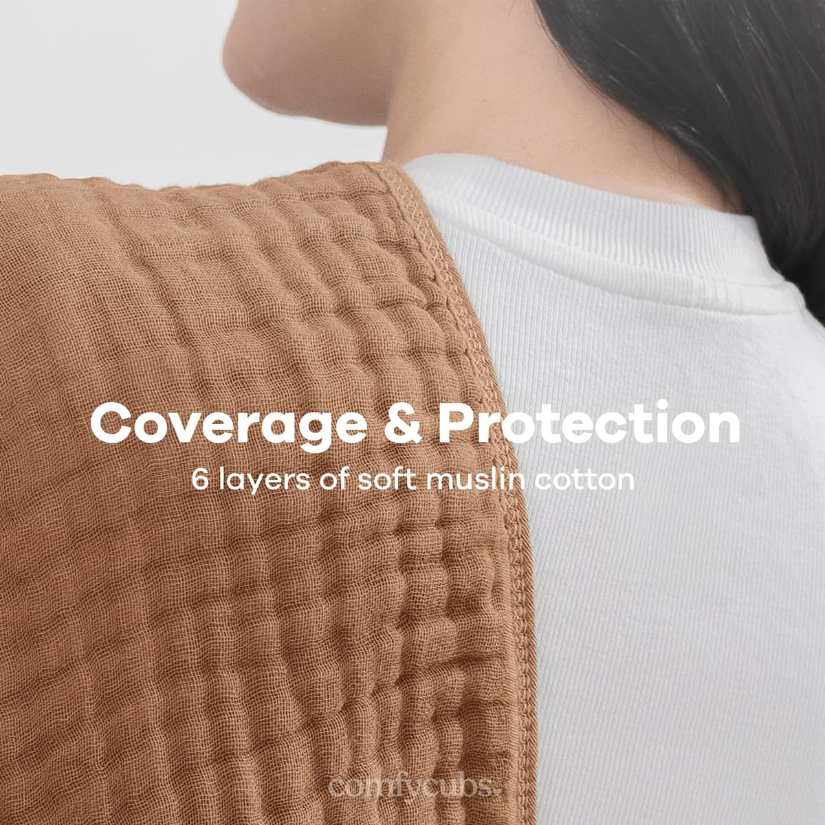 Comfy Cubs Muslin Burp Cloths 50 x 25 cm, Pack of 6 - Large 6-Layer Ultra-Absorbent 100% Cotton for Babies Drool & Messes - Safe & Gentle Baby Burp Cloth Set for Boys & Girls - Multi — view 5