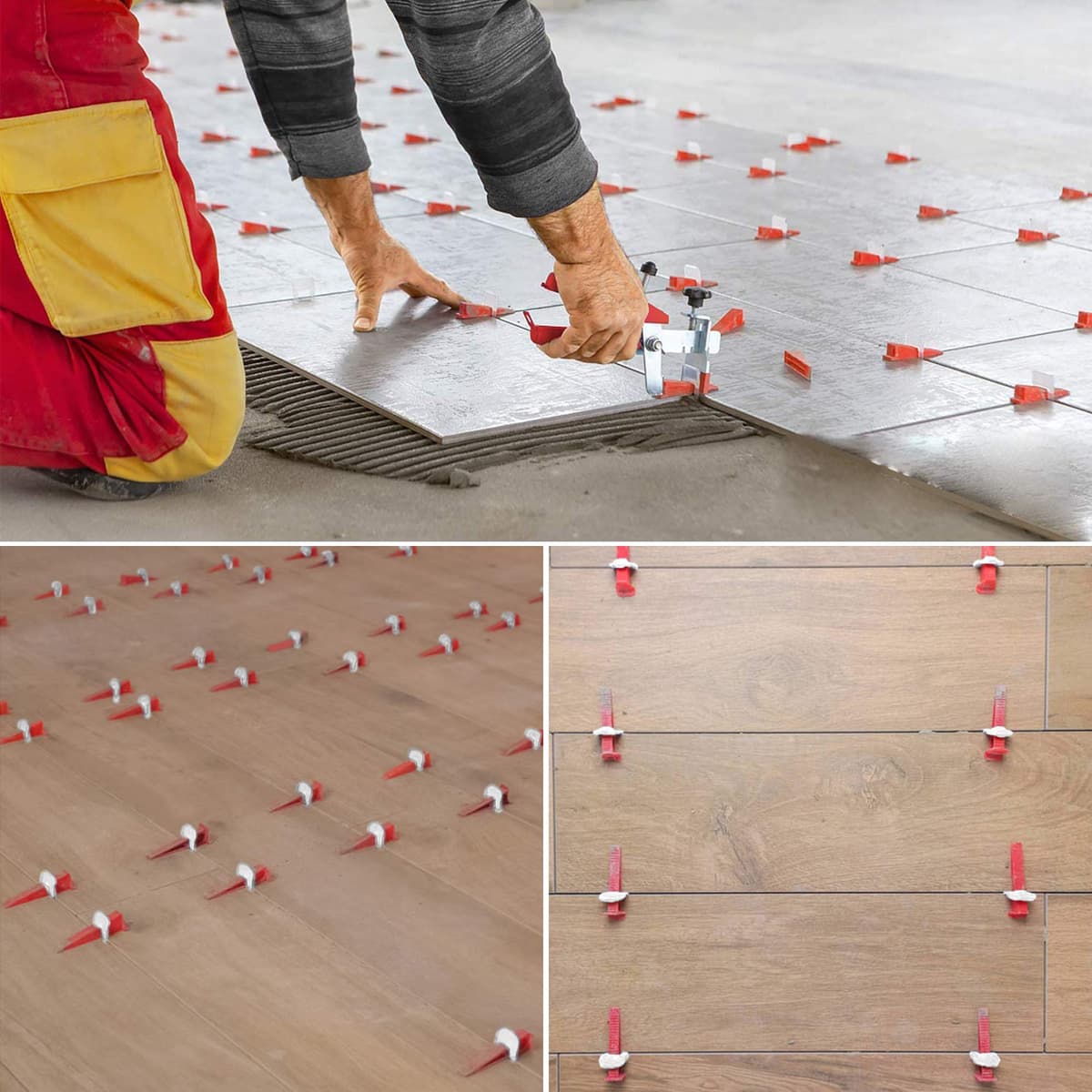600 Pcs Sistema de Nivelación de Azulejos,500 Clips 1mm Espaciadores de Azulejos,100 Cuñas Reutilizables para Nivelación de Piso — view 7