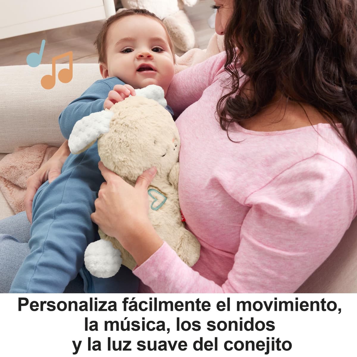 Fisher-Price Conejito Hora de Dormir, Peluche para bebés que ayuda a relajar y calmar al bebé con sus movimientos rítmicos, luces y música, juguete regalo para recién nacidos, HXG97 — view 5