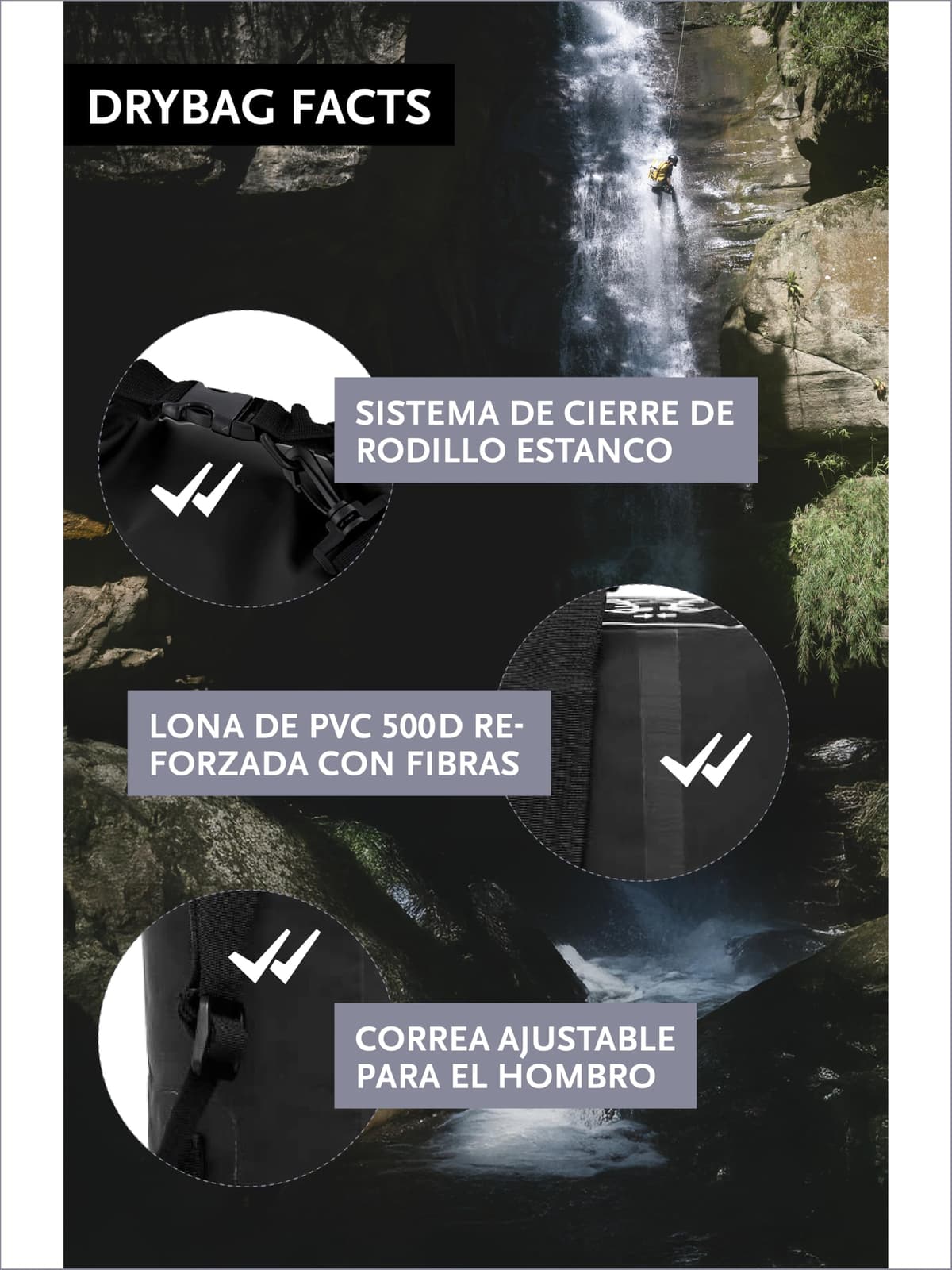 DonDon Dry Bag Bolsa Impermeable 2l, 5l, 10l, 15l, 20l, 30l con Bandolera — view 2