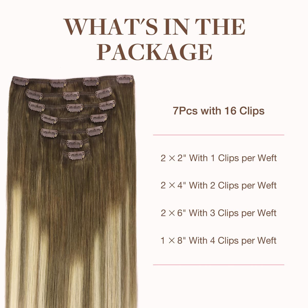 GOO GOO Clip in Hair Extensions Human Hair, 18inch 150g 9Pcs, #2 Dark Brown, Hair extensions for women, Human Hair Extensions Clip in — view 93