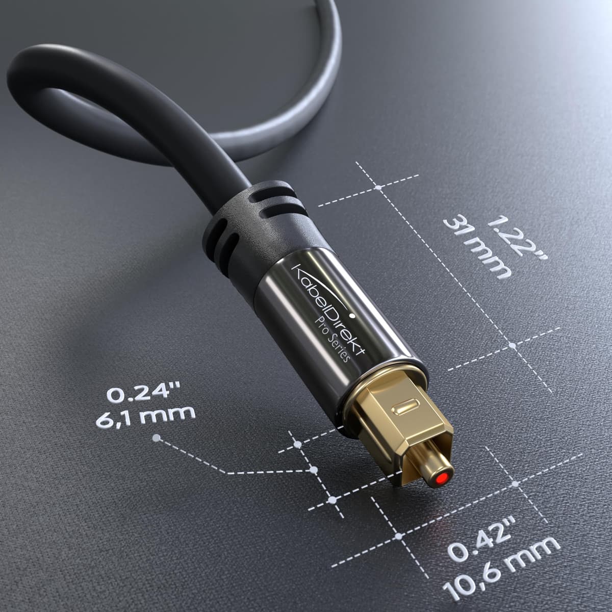 KabelDirekt – 2m Cable Óptico TOSLINK Audio (Stereo Dolby Digital normal, DTS, Conector Macho a Conector Macho, negro) — view 7