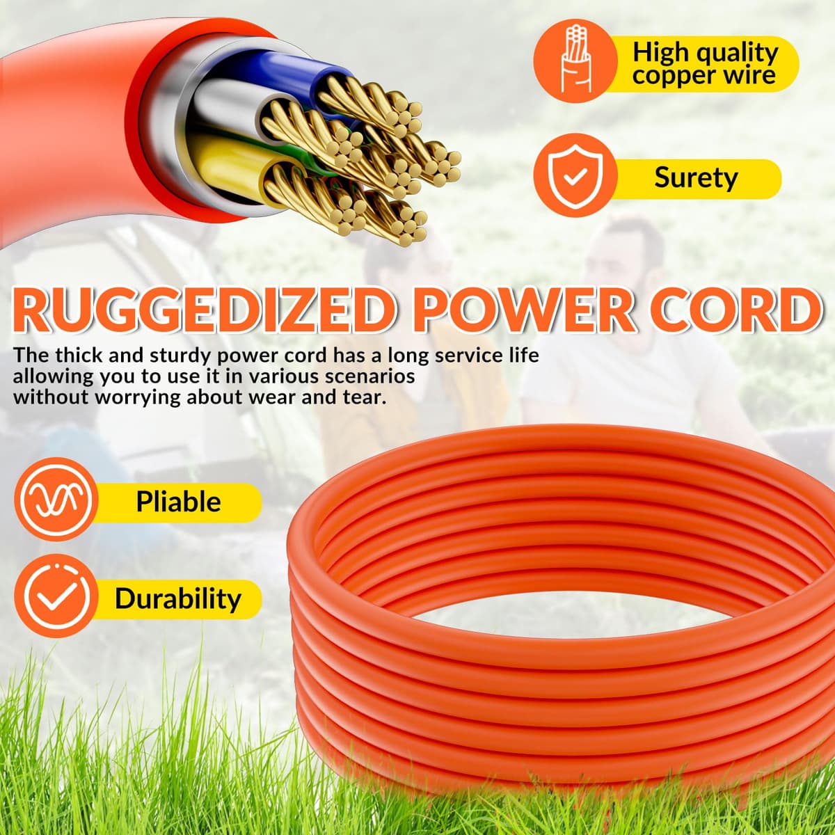 4 Gang Electric Hook Up for Camping,10 Metres 16A to 13A Extension Lead,Heavy Duty-250V Mains Lead for Caravans,Mobile Homes,Motorhomes — view 3
