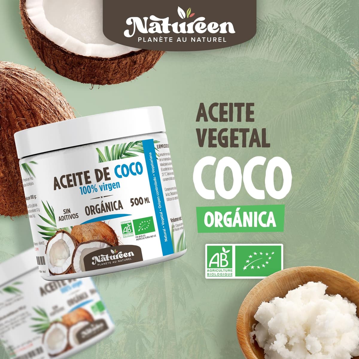 Aceite de Coco Virgen Orgánico 1 L - PRENSADO EN FRIO - Ideal para Cocinar - Ingredientes Naturales - Virgen Extra - Hidrata Piel y Cabello - Apto para Veganos — view 5