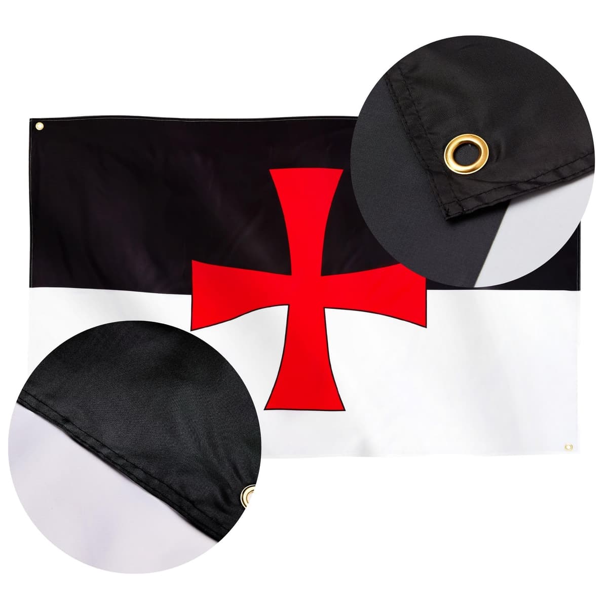 Runesol Cornwall Flag - 91x152cm, 3ft x 5ft, Cornish Flag, 4 Grommets, Eyelet in Every Corner, Premium Quality, Inside & Outside Use, Vivid Colours — view 1192