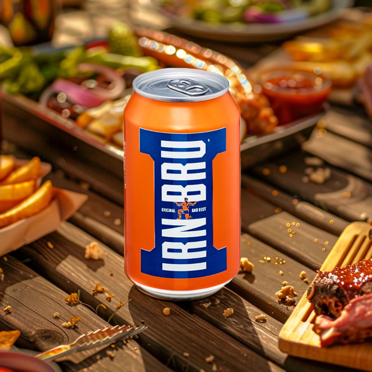 IRN-BRU Regular, 24 Pack Iconic Flavoured Fizzy Drinks Multipack Cans - 24 x 330ml Cans — view 2