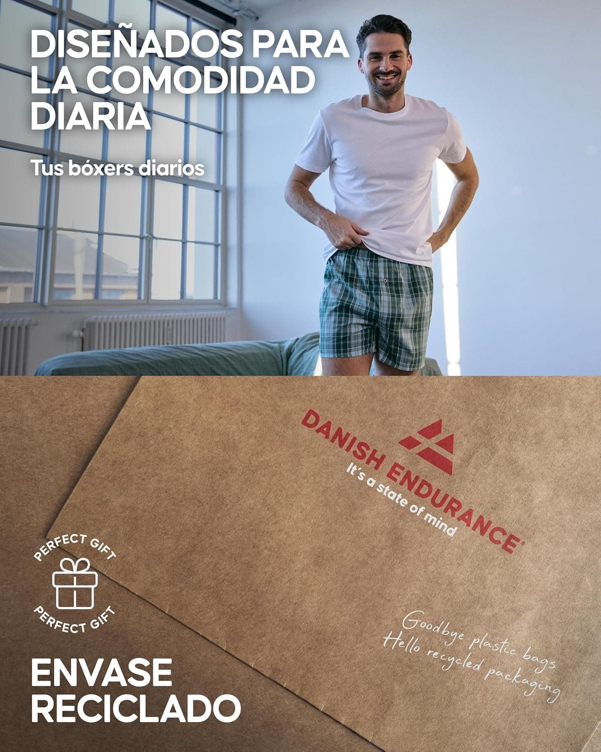 DANISH ENDURANCE Calzoncillos Hombre Boxer de Tela, 100% Algodon Organico Premium, Pack de 4 y 6 - Ropa Hombre, Ropa Interior — view 4
