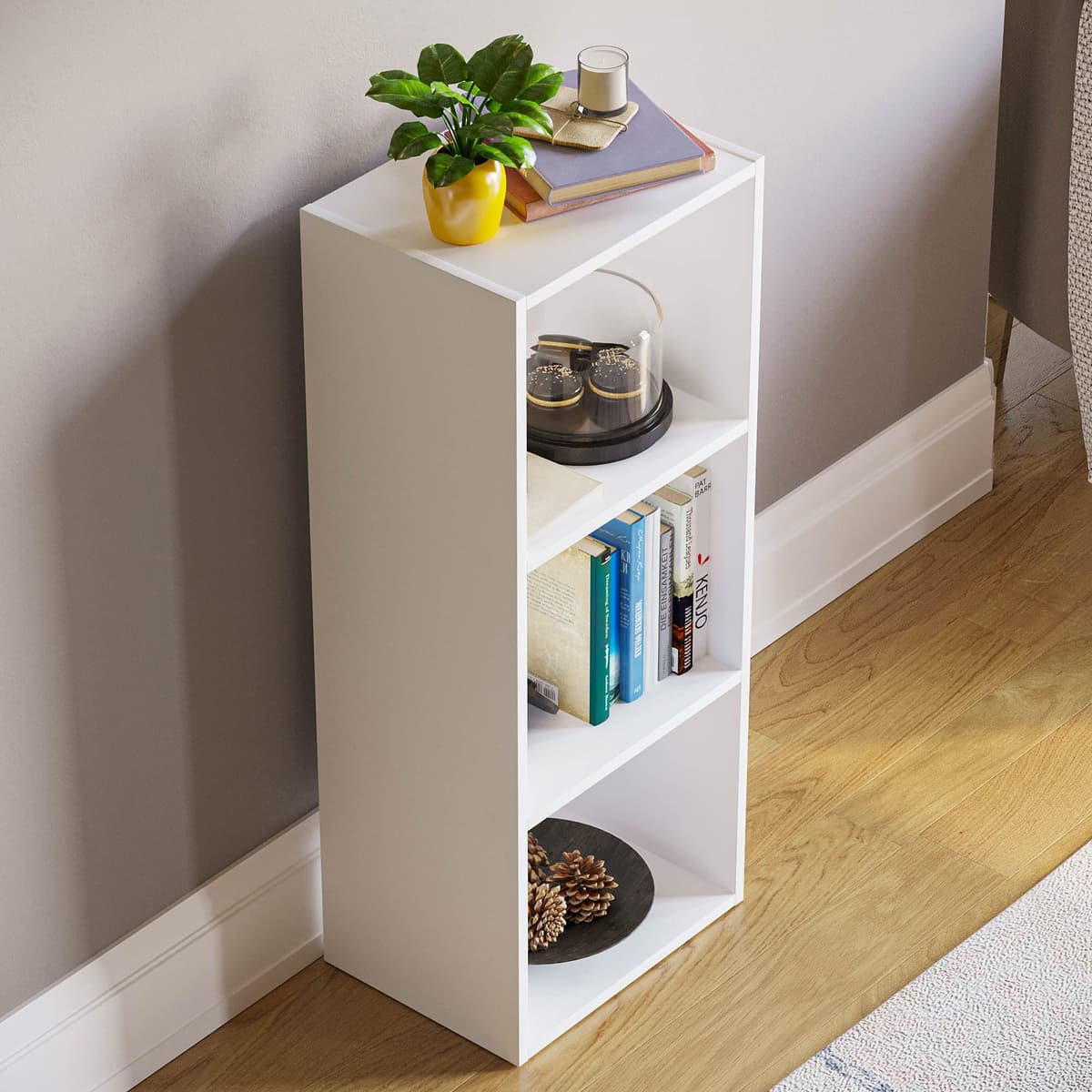 Vida Designs Oxford 3 Tier Cube Bookcase, White Wooden Shelving Display Storage Unit Office Living Room Furniture — view 7
