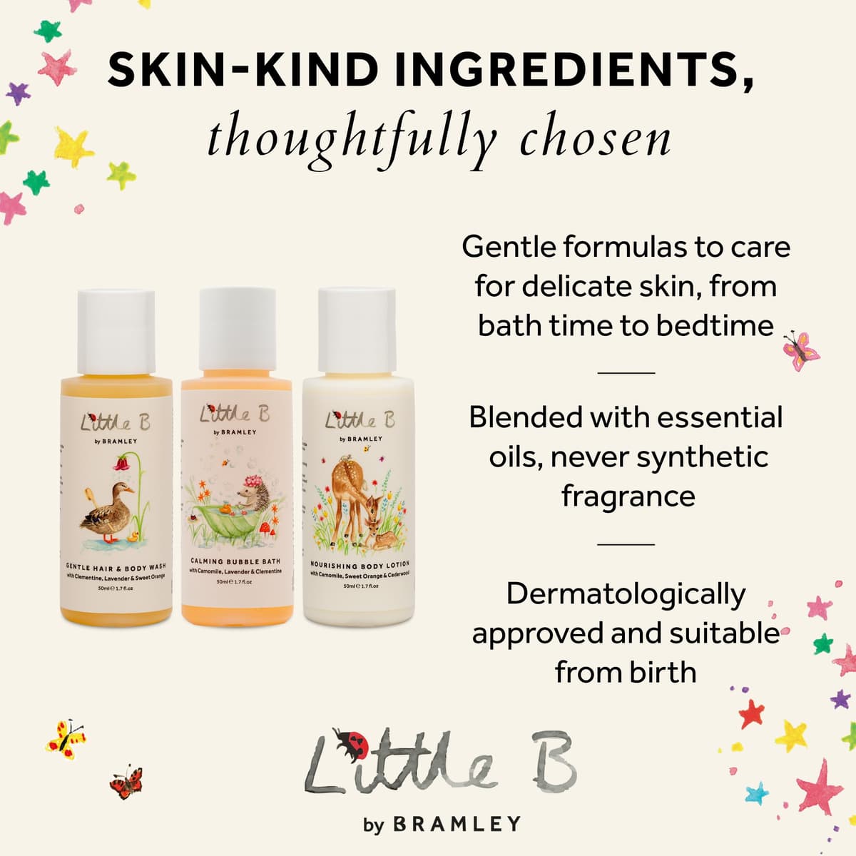 Bramley Little B Mouse Gift Set, Baby & Child Bath & Body Travel Set 3 x 50ml with Hair & Body Wash, Bubble Bath & Body Lotion, Vegan, Suitable from Birth — view 4