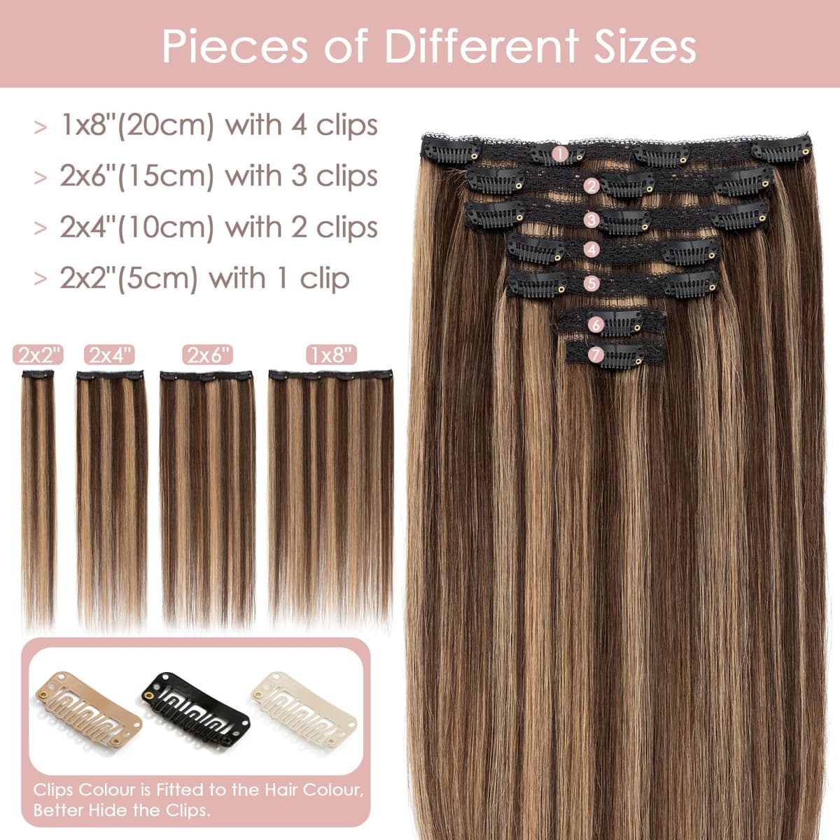 Silk-co 10inch Hair Extensions Clip in Hair Extension Human Hair #04 Medium Brown -Basic Thickness-Thin Weft- 8 Pieces Real Remy Straight Hair Extensions[50g] — view 236