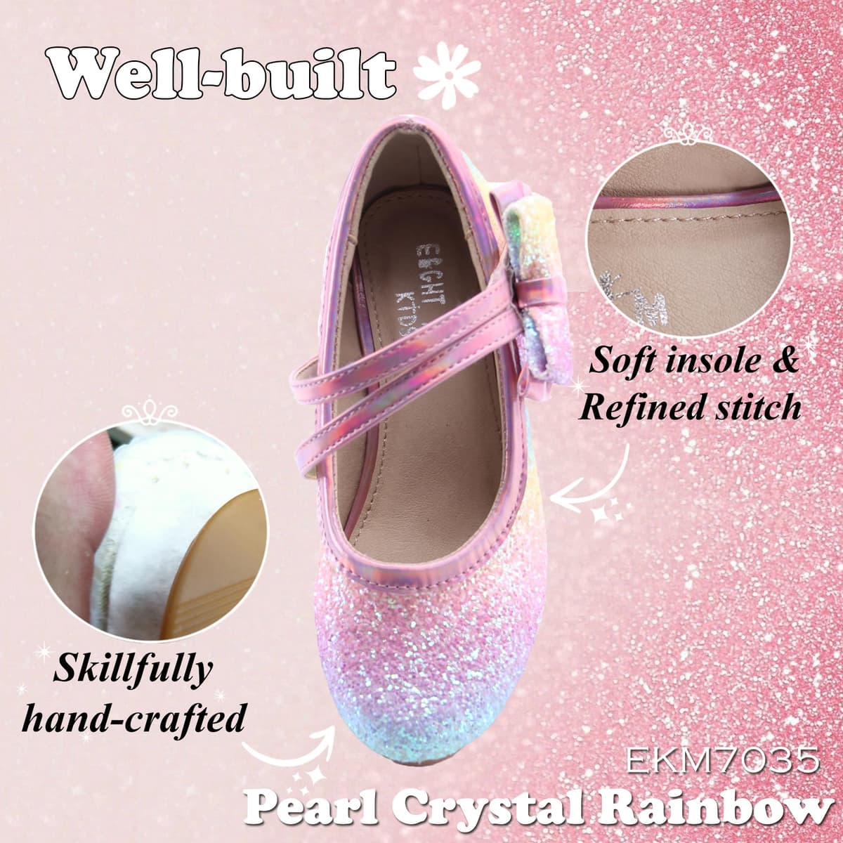 Princess Mary Jane Dress Up Shoes - Girls' Party Pumps for Flower Girl Wedding With Sparkly Design — view 4