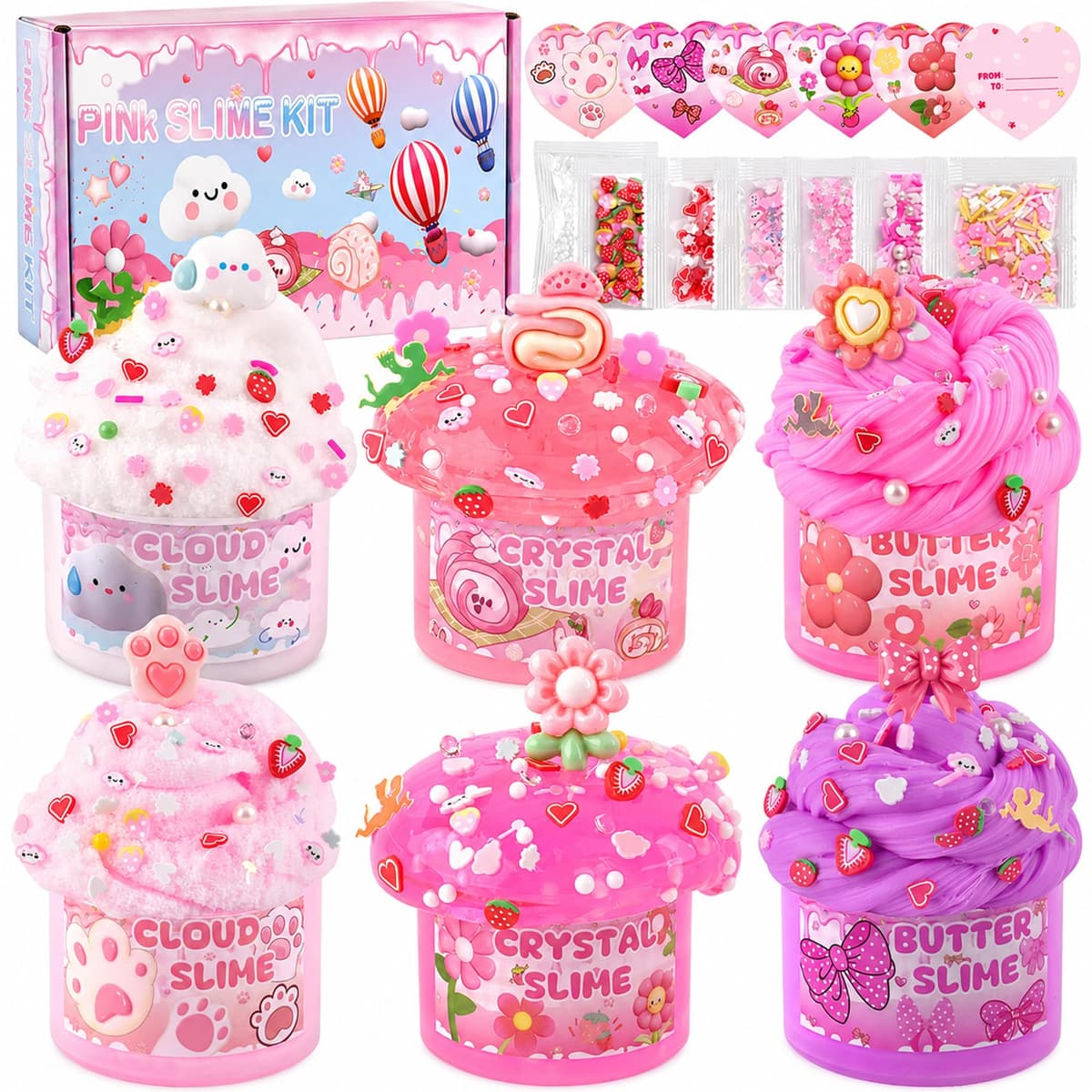 LAWOHO 6 Paquetes de Naranja Slime Kit - Nube, Mantequilla & Claro, Crujiente para Niños con Varios Complementos, Fiesta de Slime para Niñas y Niños, 360ml — view 9