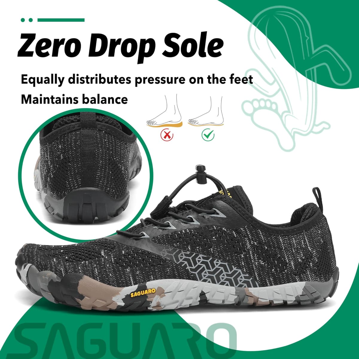 SAGUARO Versátil Minimalistas Zapatillas Ligeras Flexibles para Exterior Interior - Gym Asfalto Playa Montaña, Unisex-Adulto — view 6