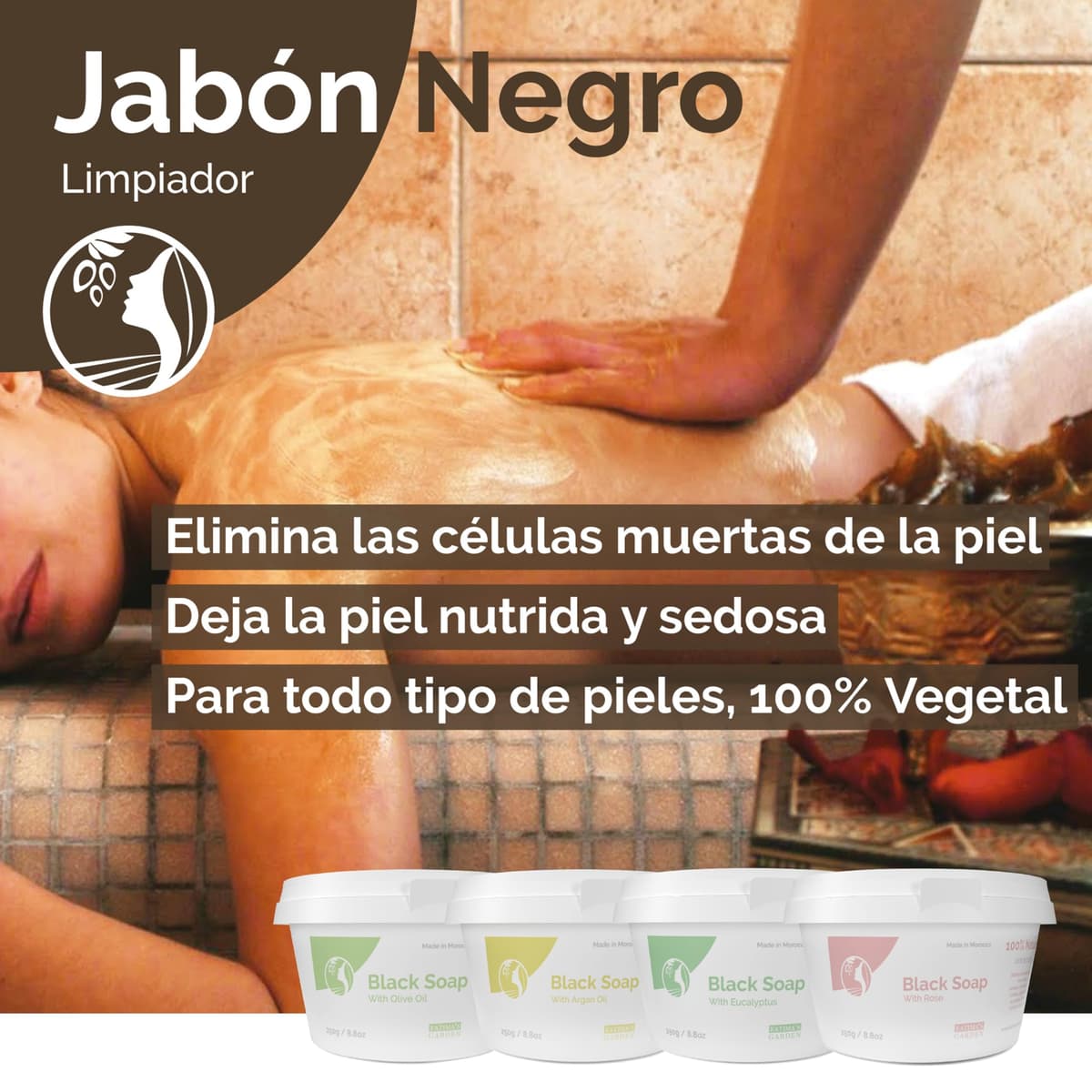 Fatima's Garden Jabón Negro con Eucalipto - Limpiador Purificante, 150g — view 2
