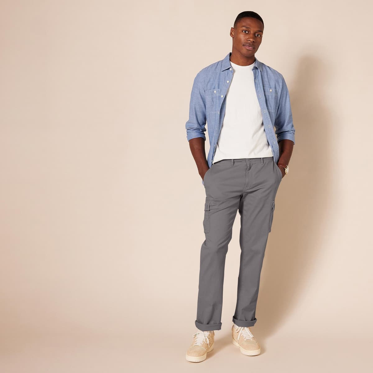 Amazon Essentials Men's Straight Fit Stretch Cargo Work Trousers (Available in Big & Tall) — view 3