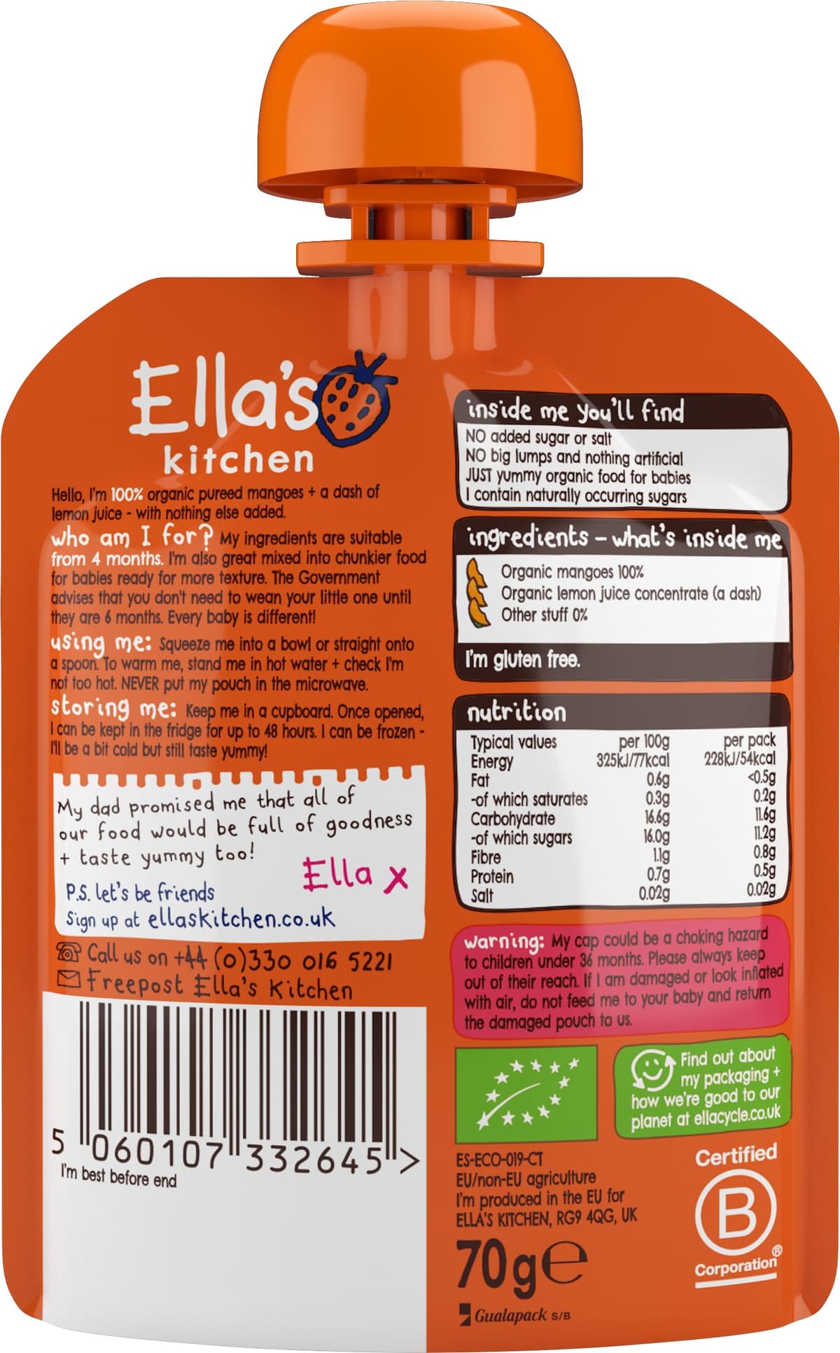 Ella's Kitchen First Taste - Mangoes 70 g (Pack of 7) — view 2