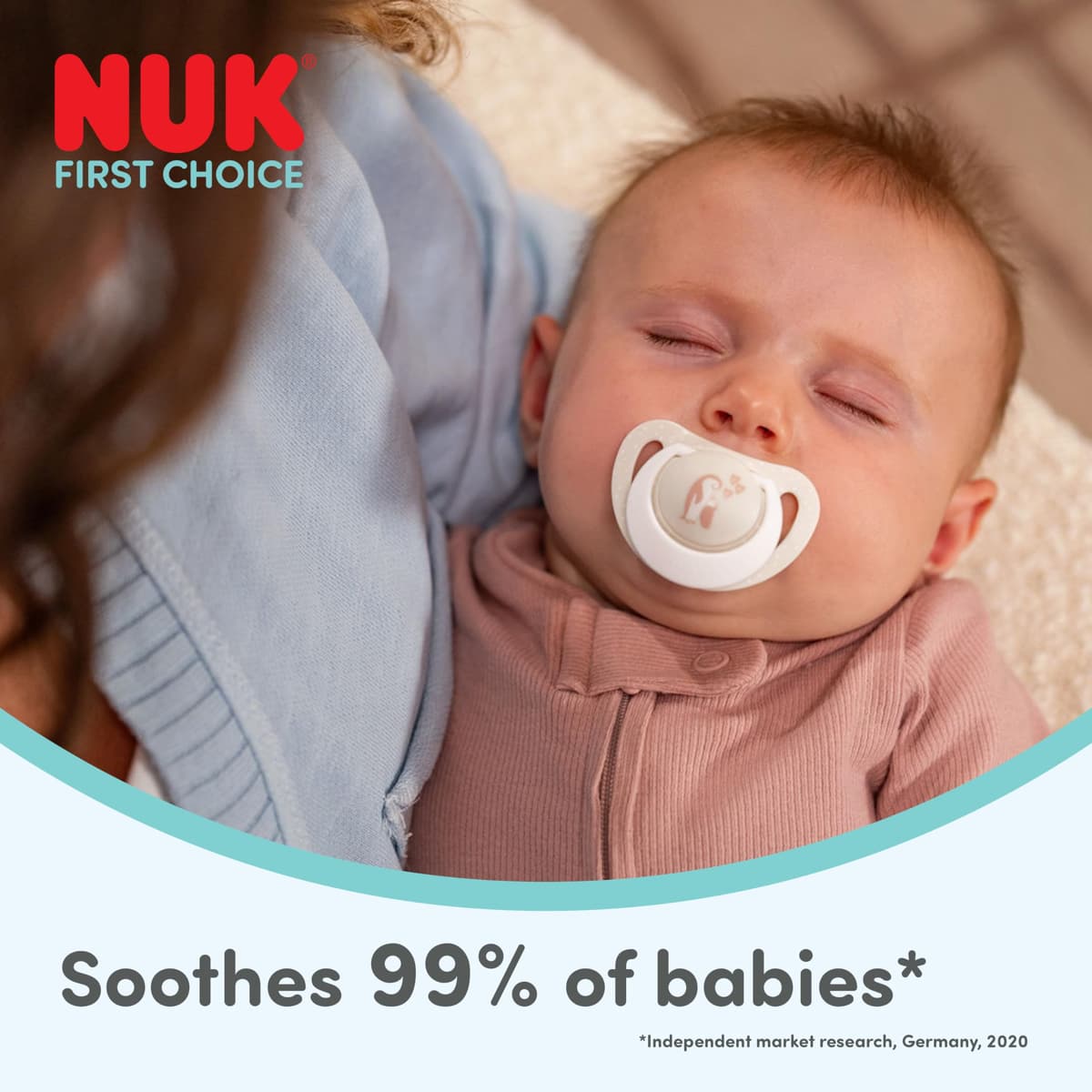 NUK First Choice Baby Dummies | 0-6 Months | Orthodontic Soothers | Soothes 99% of Babies** | Bear & Seahorse | 2 Count — view 2