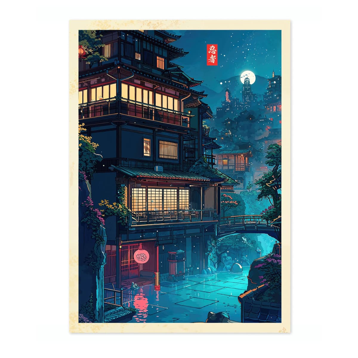 Tokyo Tea House Anime Woodblock Poster Modern Ukiyo-E, Japanese Cartoon Illustration Print, Archival Matte, A4 (Print Only) - 29.7x21cm — view 16