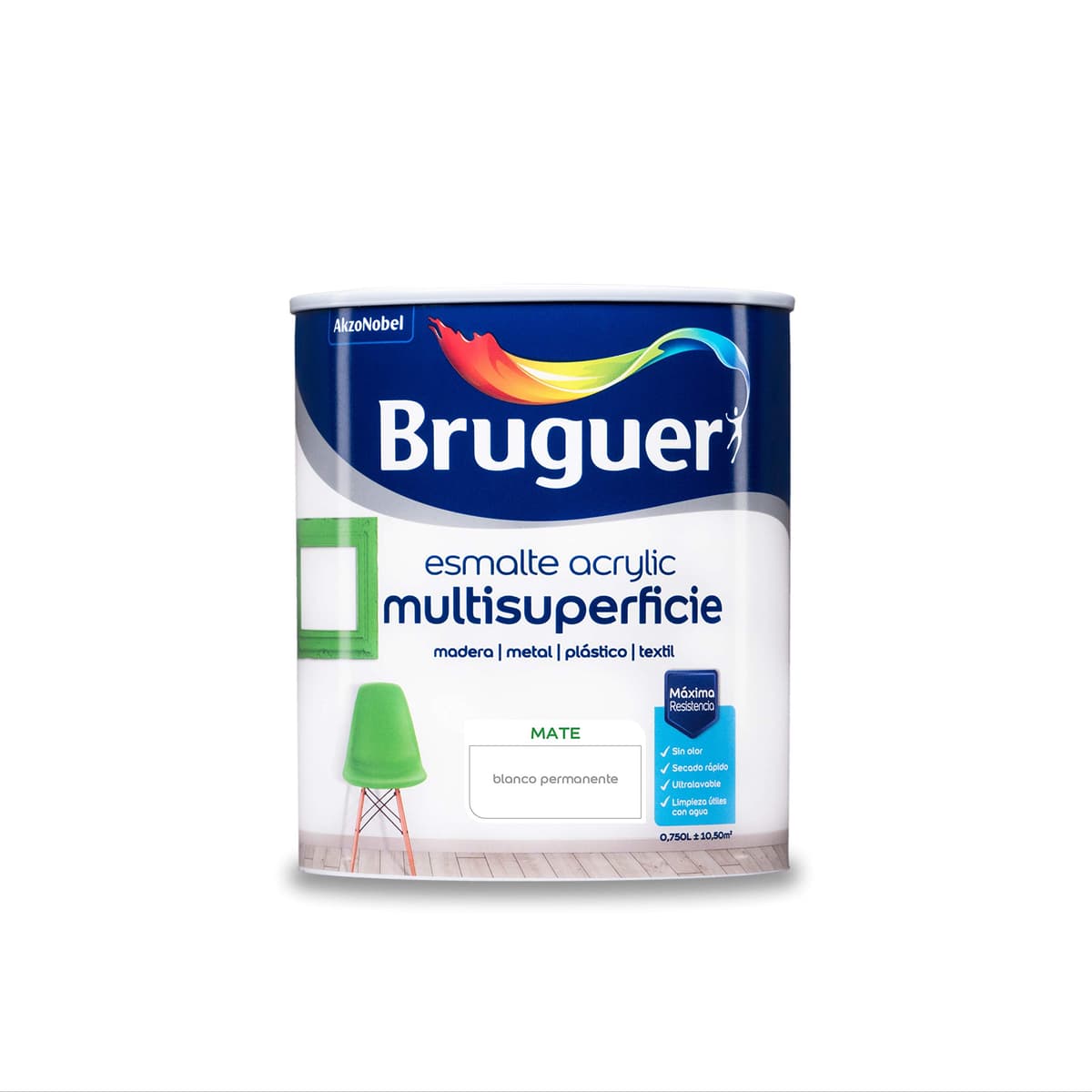 Bruguer Acrylic Multisuperficie Esmalte al agua Satinado - Pintura 750 mL, Blanco Permanente — view 34