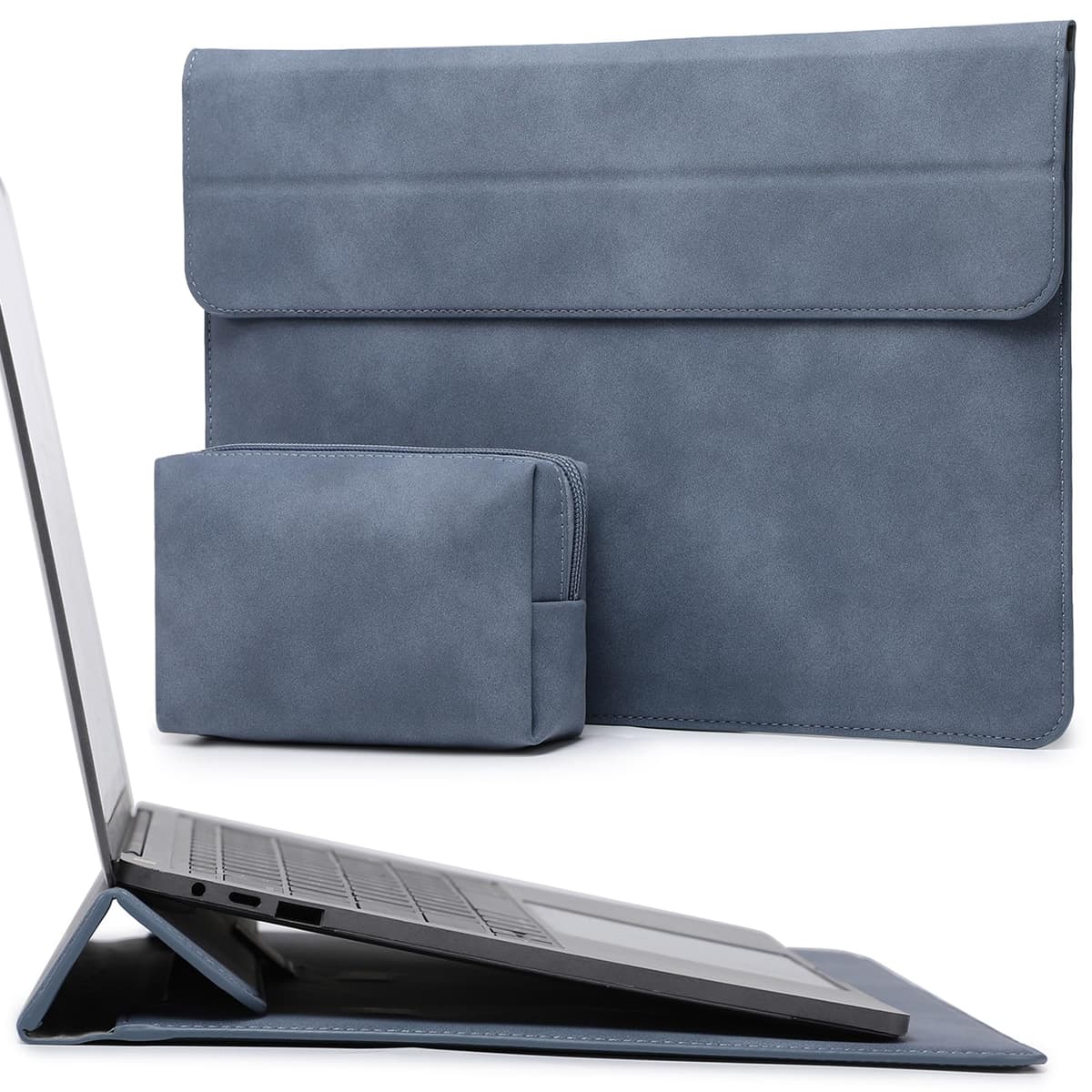 HYZUO 15 Pulgadas Funda para Portátiles con Soporte para MacBook Air 15 M5 M4 A3241 M3 A3114 M2 A2941 2026-2023, 15 Surface Laptop 7/6/5/4, MacBook Pro 15 A1990 A1707 2019-2016, Azul Klein — view 20