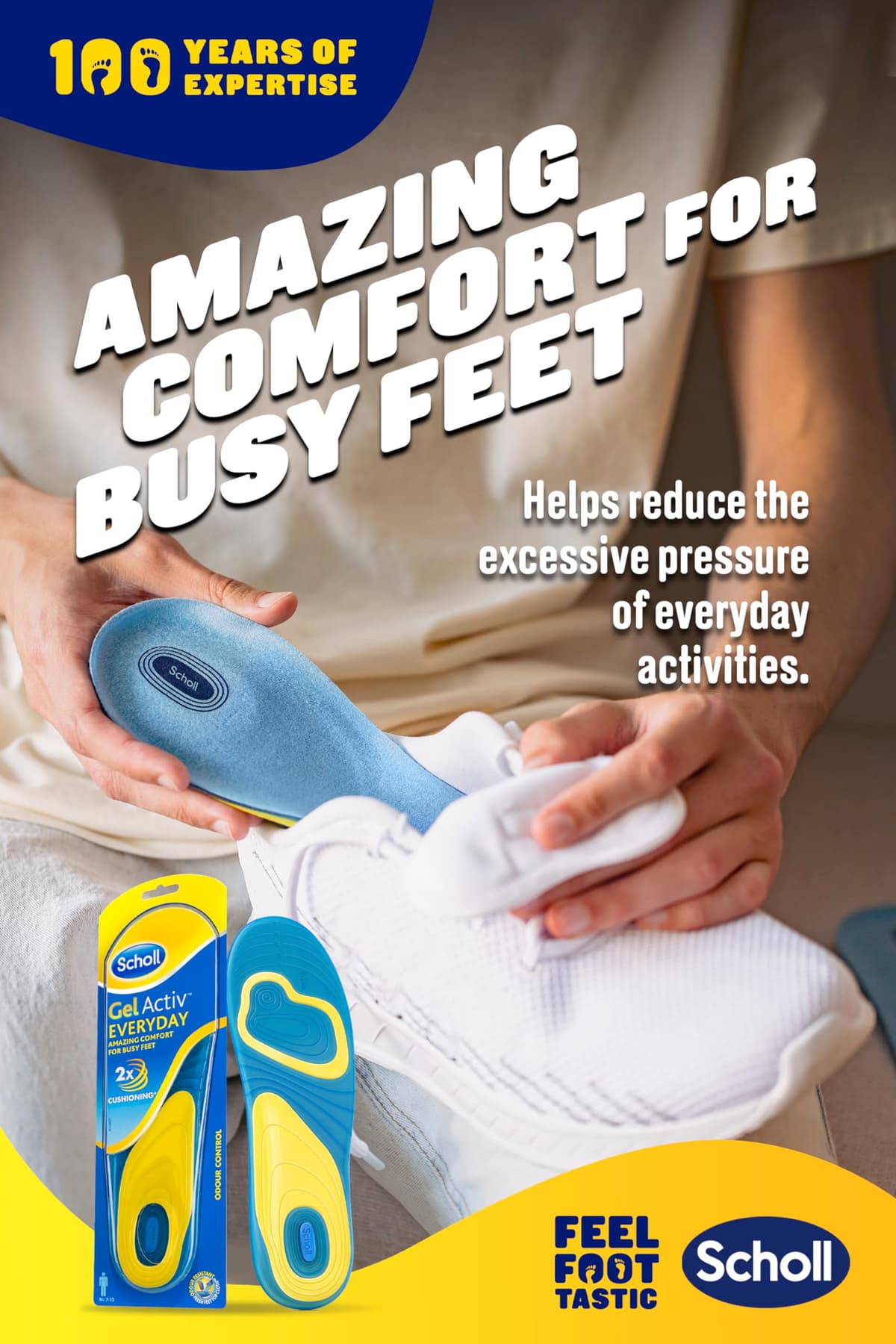 Scholl GelActiv Every Day Insoles for Men - Anti Foot Fatigue Comfort Insoles - Insoles for Walking/Hiking - Trim to Fit Your Walking Boot/Shoes - UK Size 7-12, 1 Pair — view 2