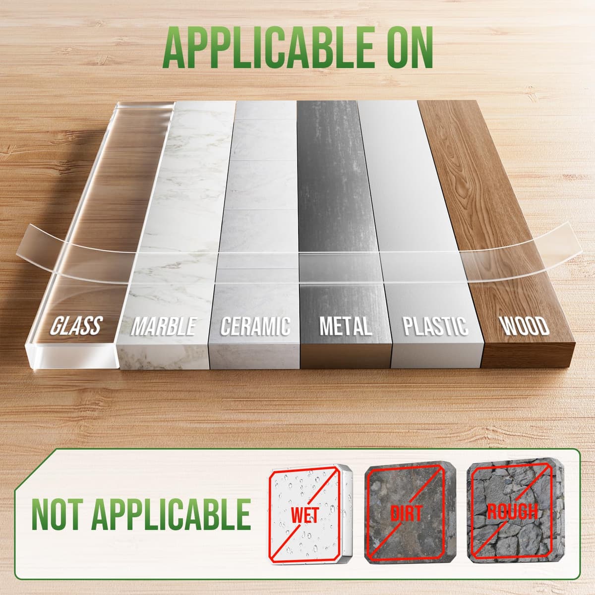 Euqvunn Cinta Doble Cara Extra Fuerte, Removible y Lavable, Cinta Adhesiva Nano Transparente, para Pósters/Colgar en la Pared/Alfombras, 2 Rollos (3,0 M × 2,0 cm × 1 mm) — view 3