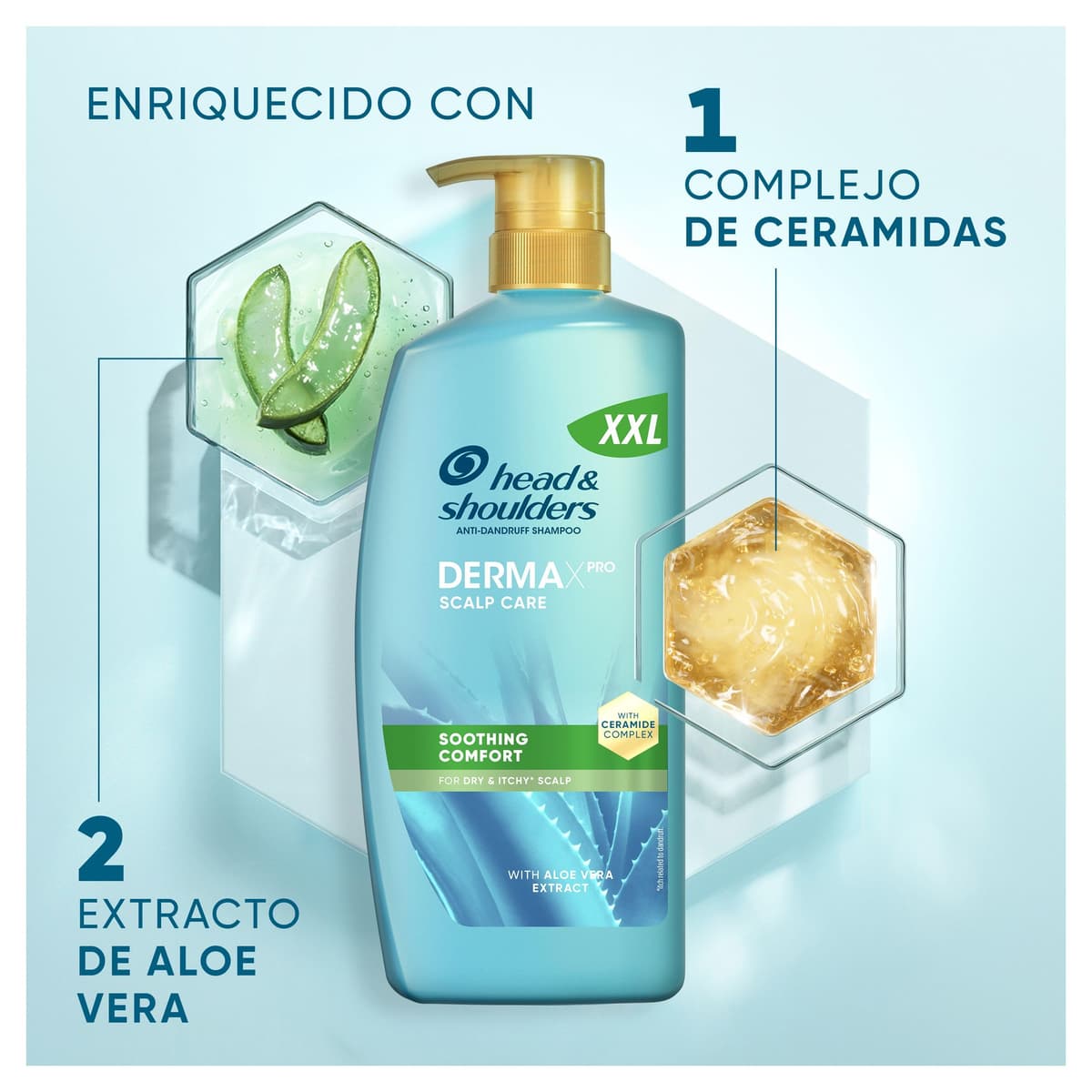 H&S DermaXPro Soothing Shampoo 800ml with Aloe Vera Extract and Ceramide Complex Relieves Dry and Itchy Scalp Helps Strengthen Skin Barrier — view 3