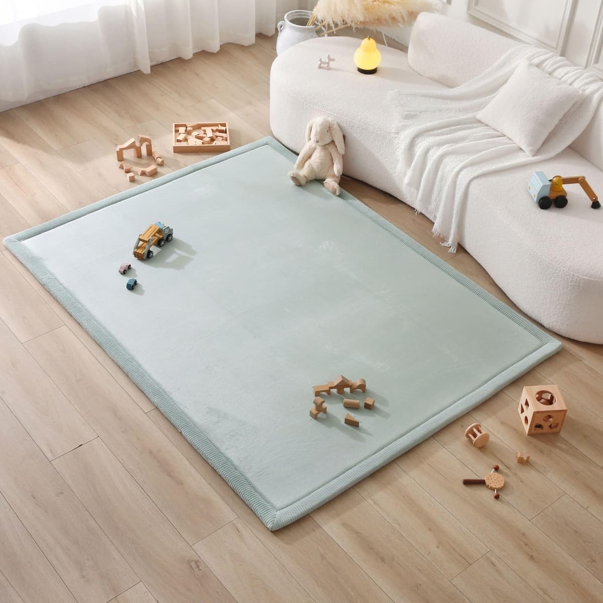 Colchoneta Manta Juegos Bebe 200x150x2,5cm, Verde – Tapete Infantil con Memory Foam Manta de Juegos Bebe Antideslizante, Tatami Bebe, Suelos Infantiles — view 2